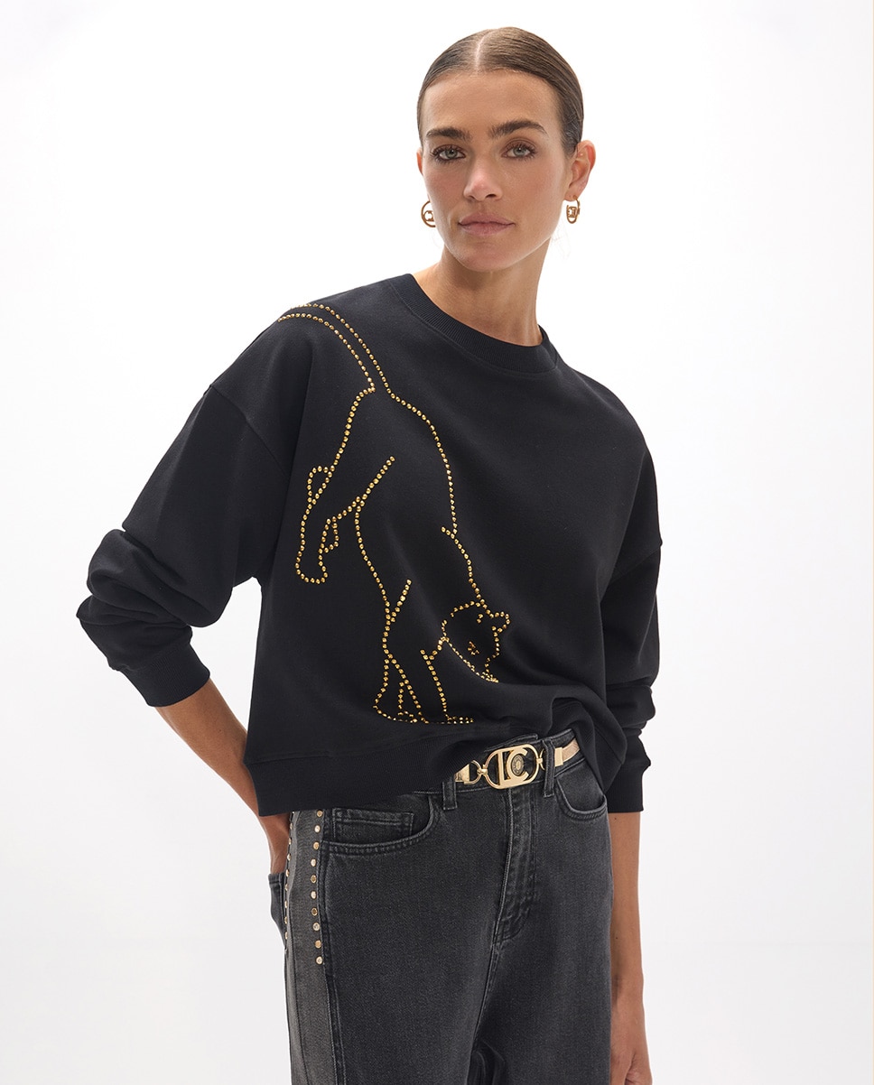 Imagem 0 de Sweatshirt Leopardo Cristais Dourados