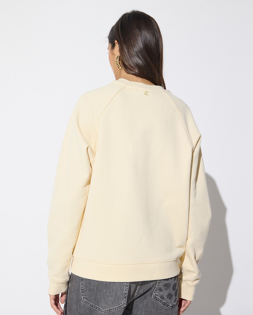 Sweatshirt de Manga Raglan com Patch Lc Frontal Cru-4