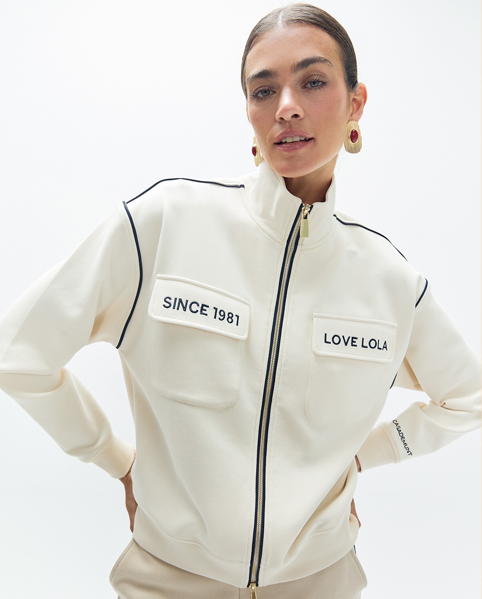 Imagem 0 de Sweatshirt de Fecho Zip com Gola Alta e Bolsos