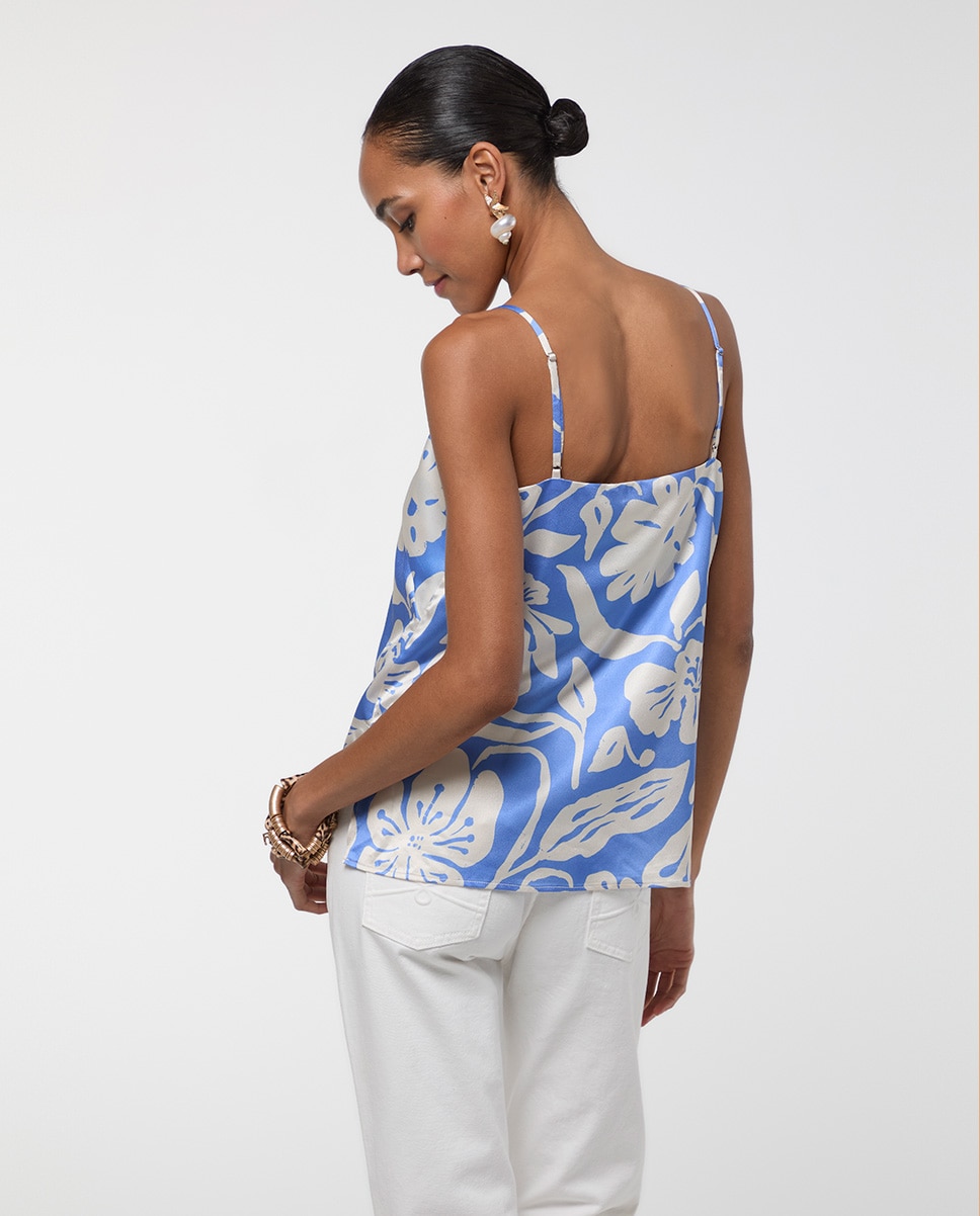 Top de Alças com Estampado Floral Azul-4