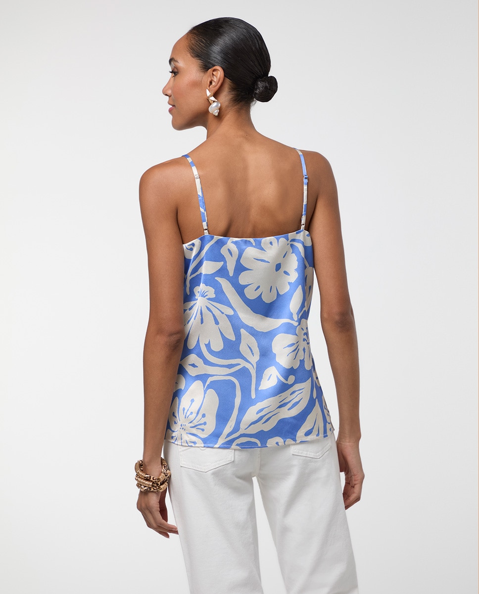 Top de Alças com Estampado Floral Azul-5
