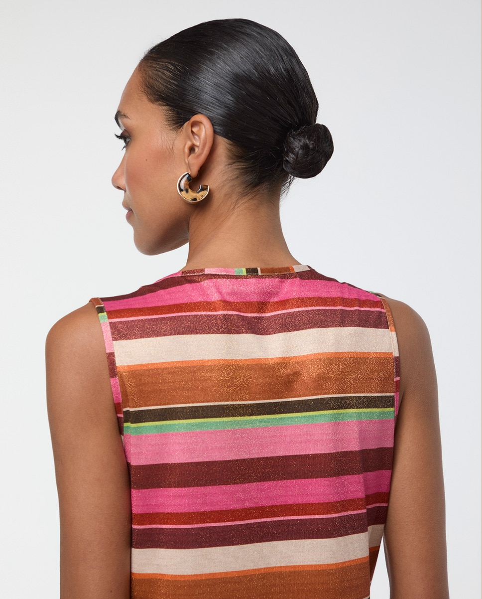 Vestido Comprido Às Riscas Horizontais Lurex Multicolor-3
