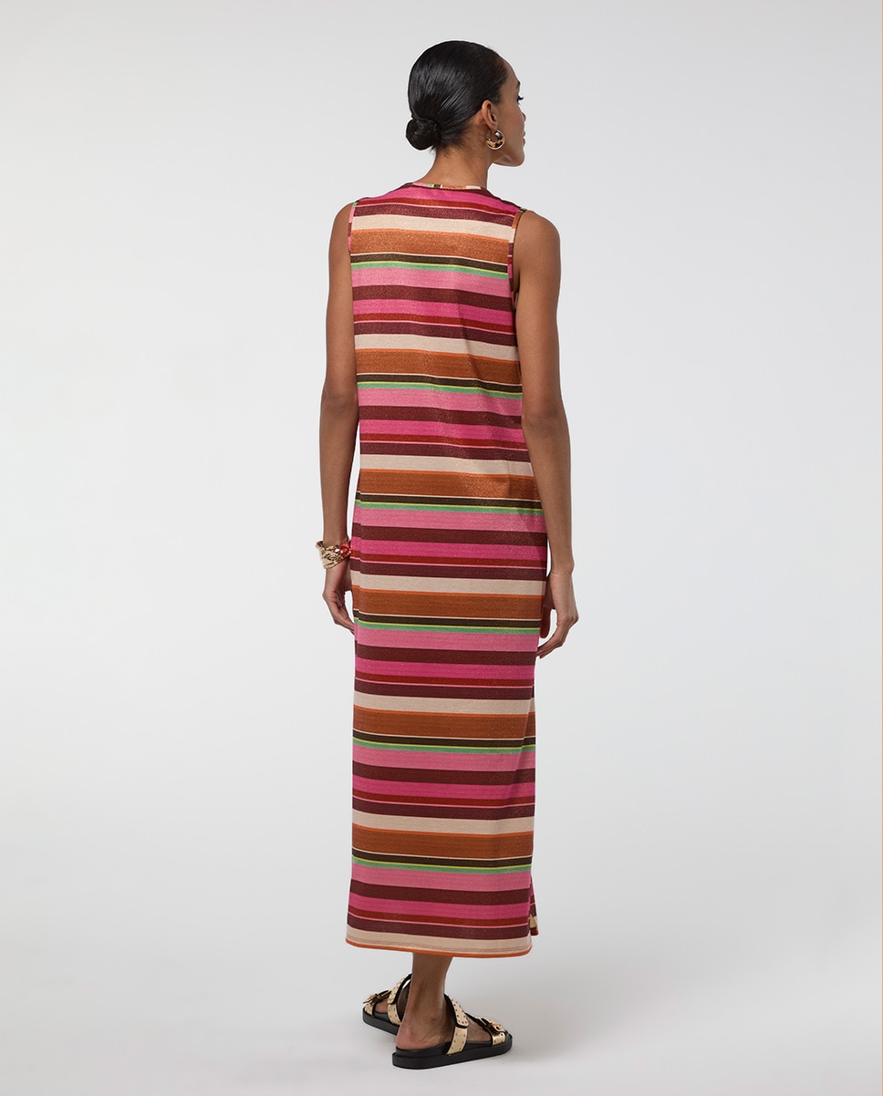 Vestido Comprido Às Riscas Horizontais Lurex Multicolor-4