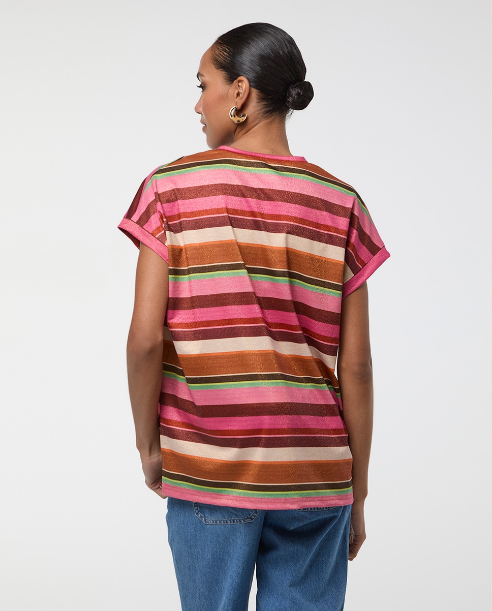 T-shirt Às Riscas Horizontais Lurex Multicolor-3