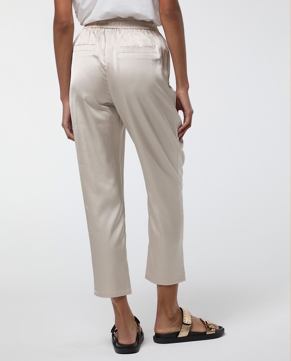 Jogger Acetinado com Cintura Elástica Areia-5