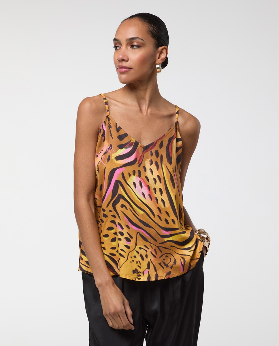 Top Lingerie Print Tigre Dourado-2