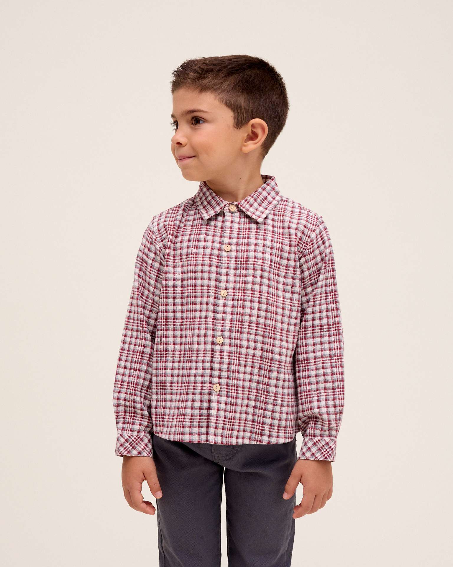 Camisa Infantil Aos Quadrados Vermelho / Branco-1