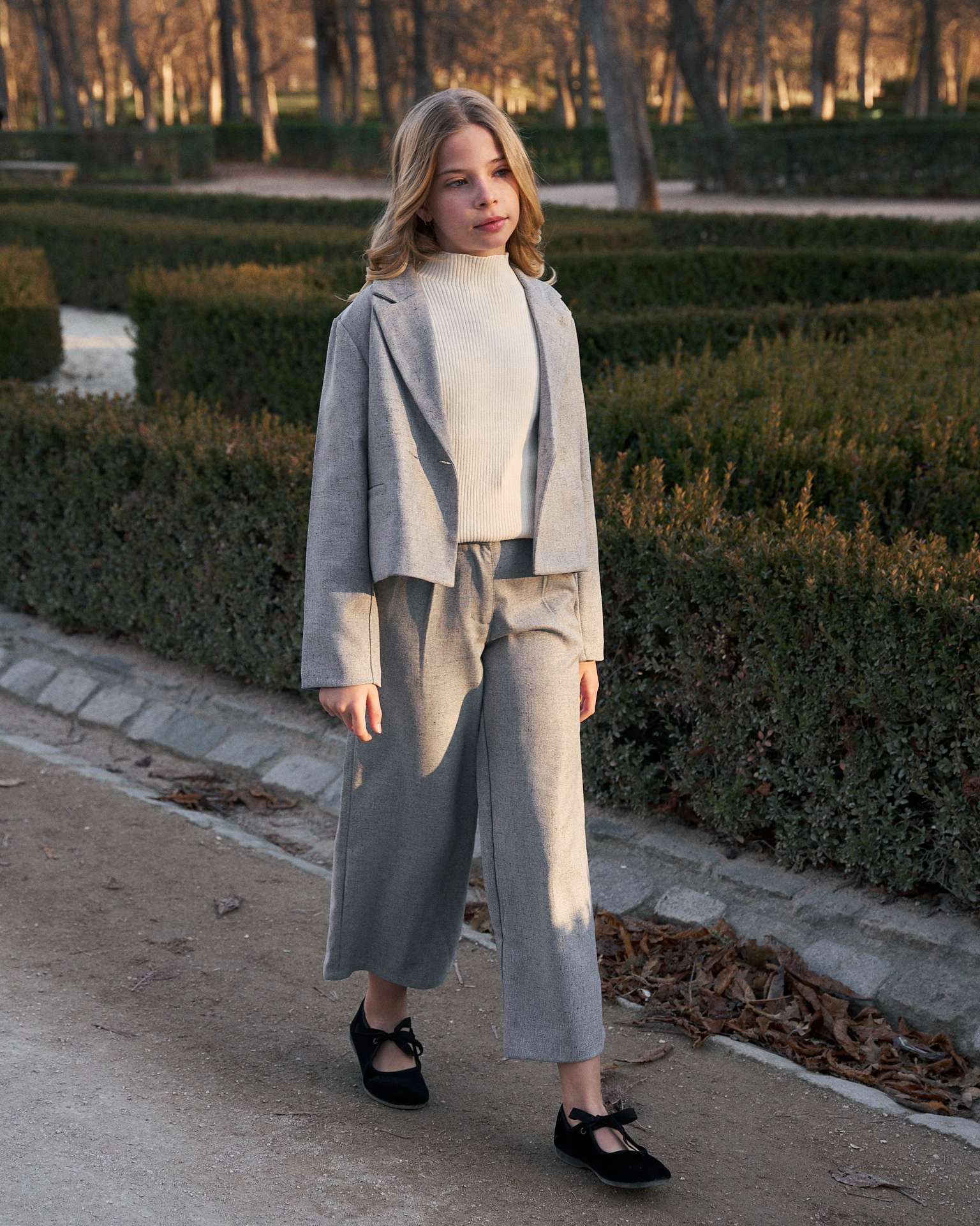 Blazer Mesclado com Bolsos Cinzento-6