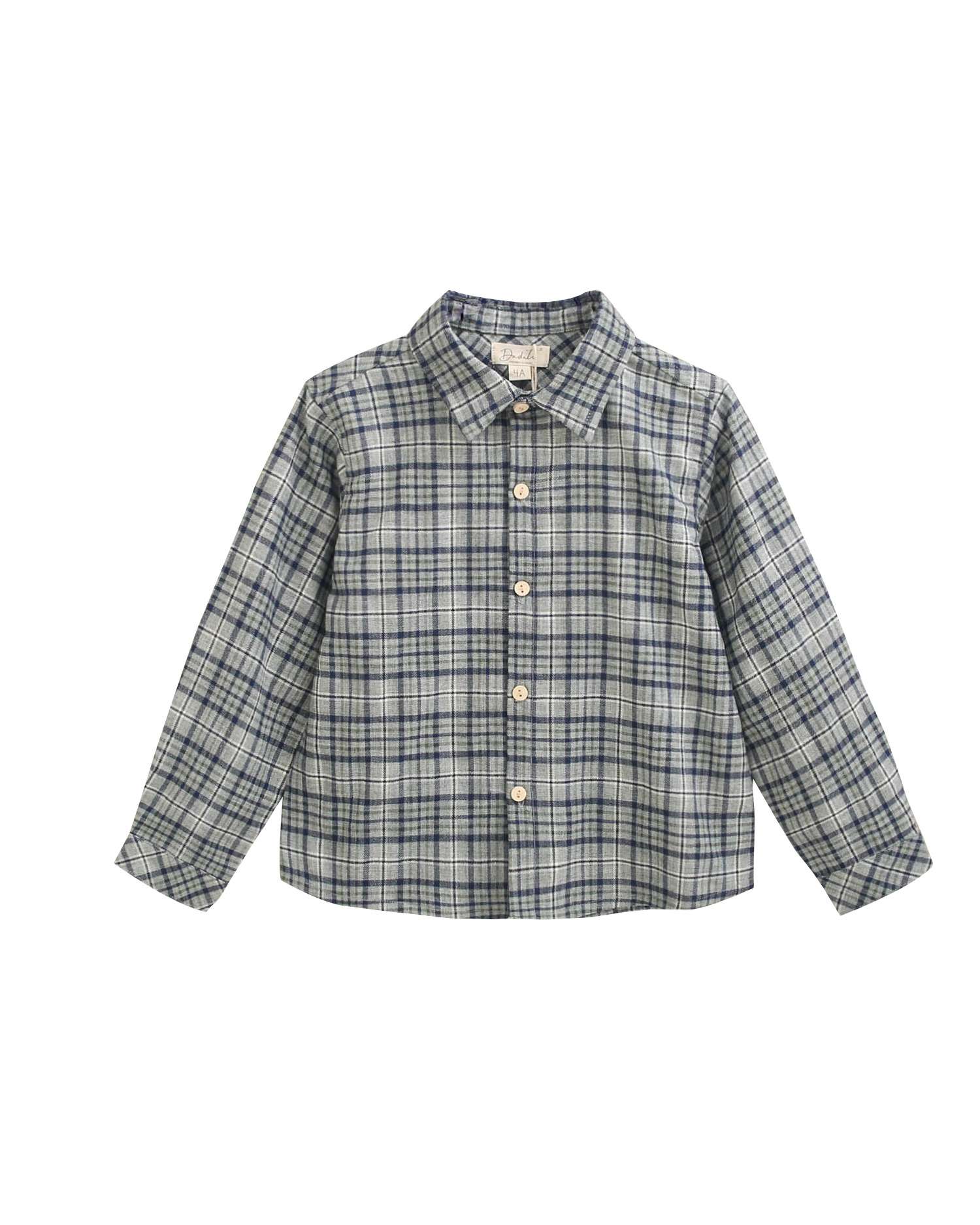 Camisa Infantil Aos Quadrados Azul-3