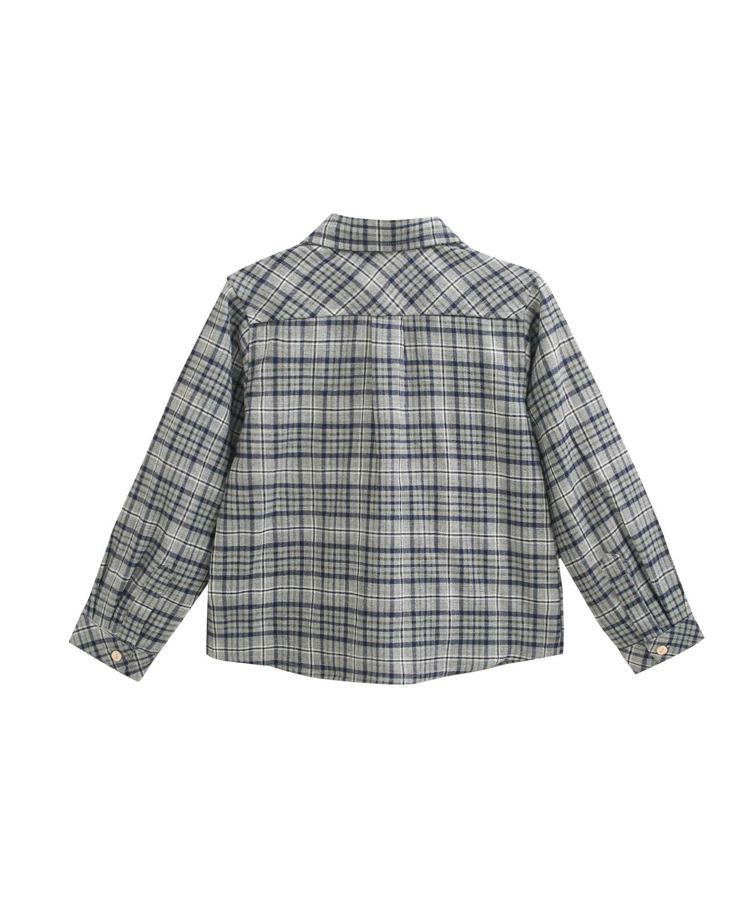 Camisa Infantil Aos Quadrados Azul-4