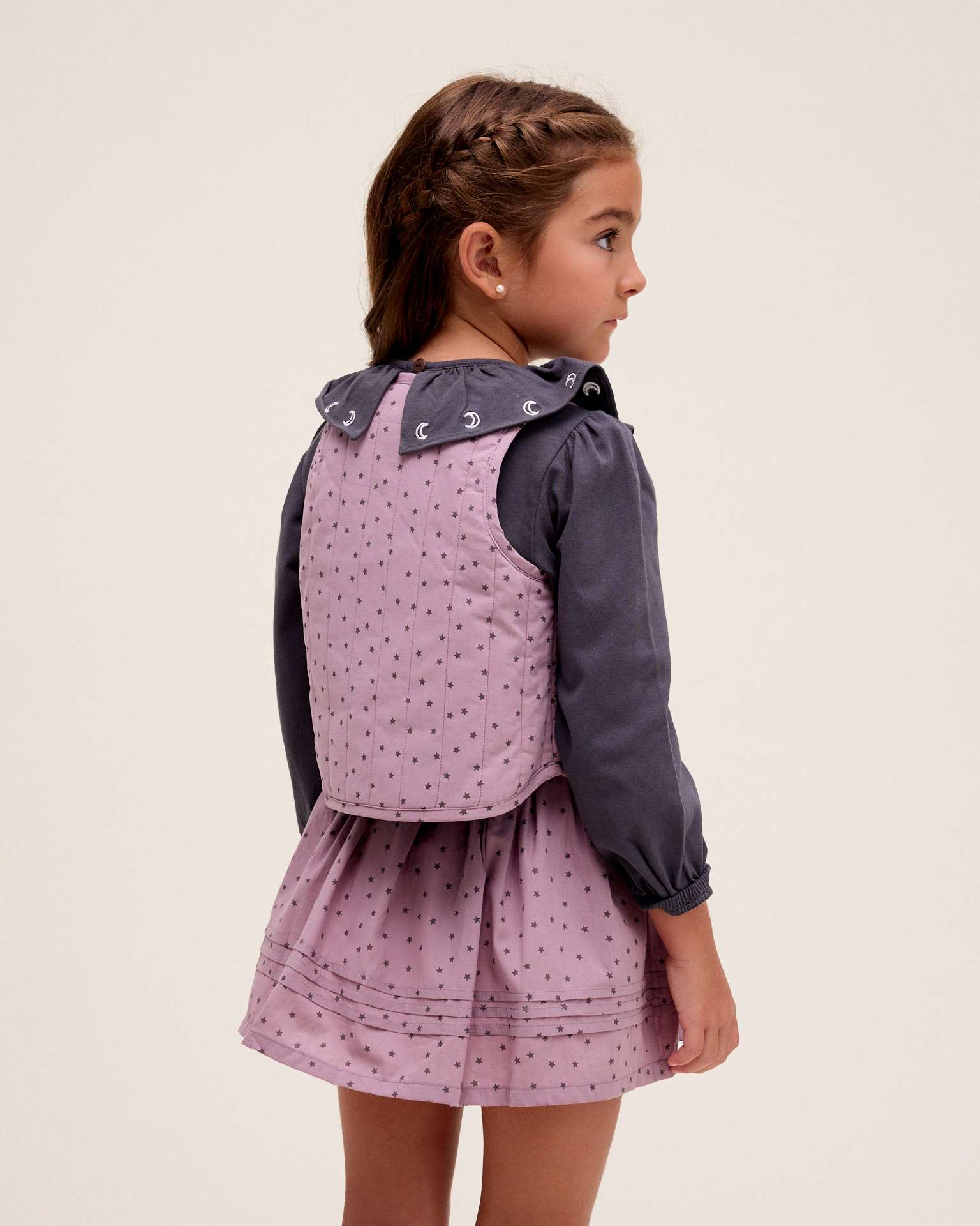 Colete Infantil com Estampado de Estrelas Roxo-2