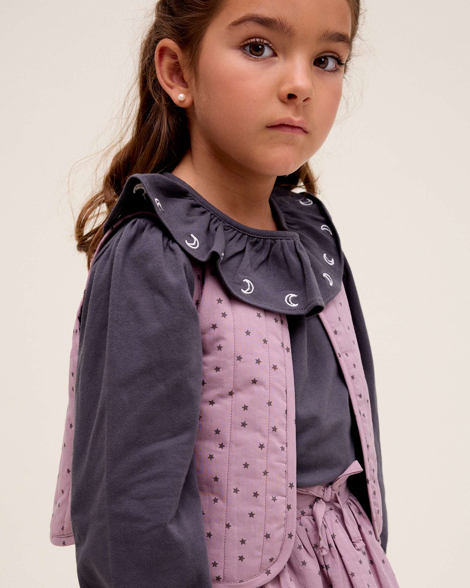 Colete Infantil com Estampado de Estrelas Roxo-3