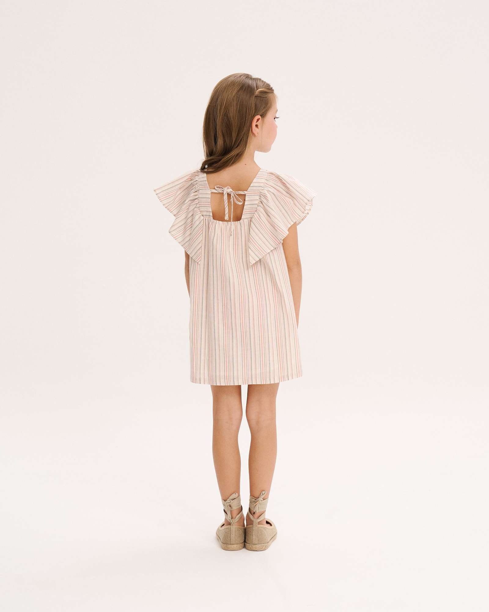 Vestido Infantil Às Riscas com Detalhe na Peitilheira Dadati Rosa-pastel-2