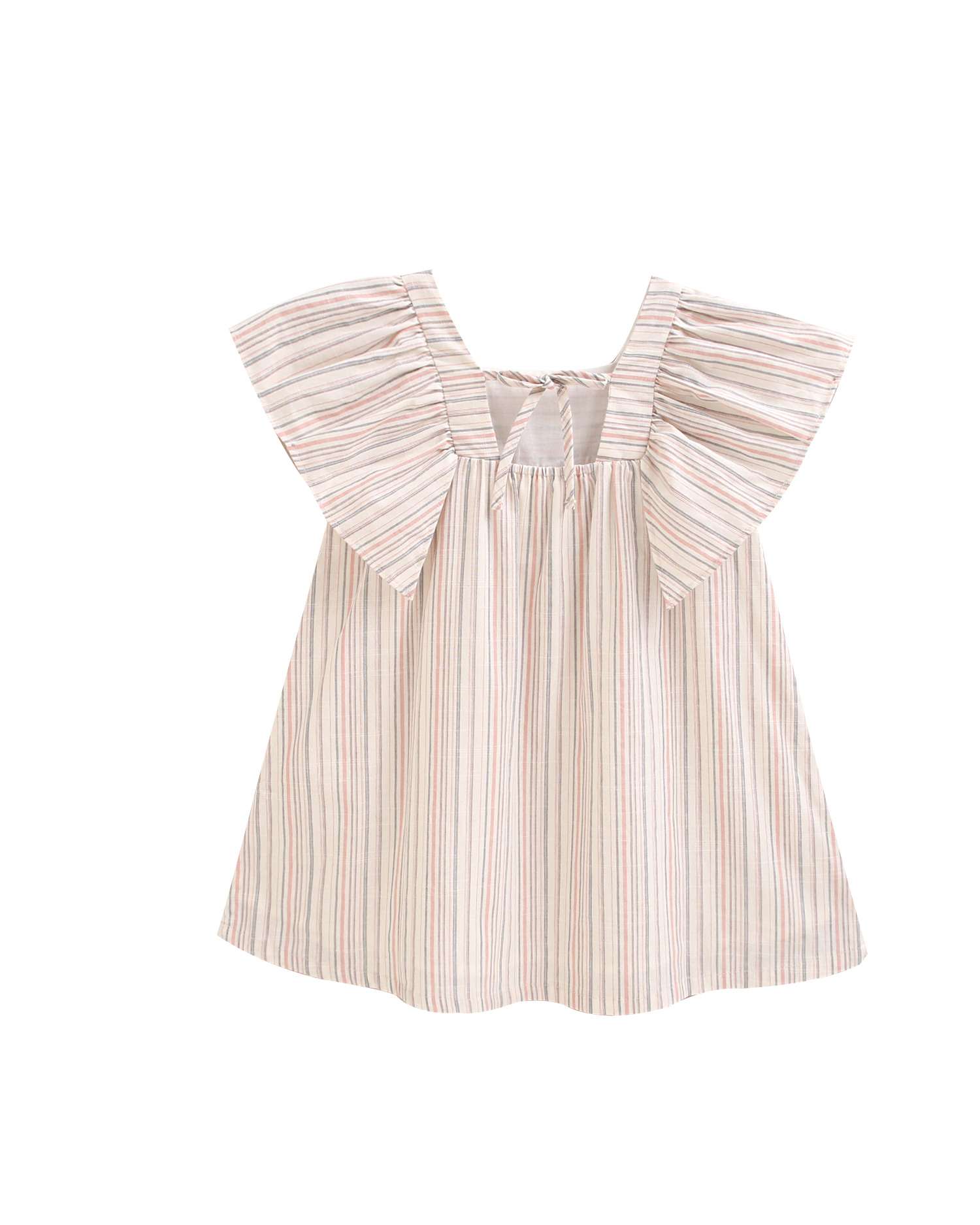 Vestido Infantil Às Riscas com Detalhe na Peitilheira Dadati Rosa-pastel-5