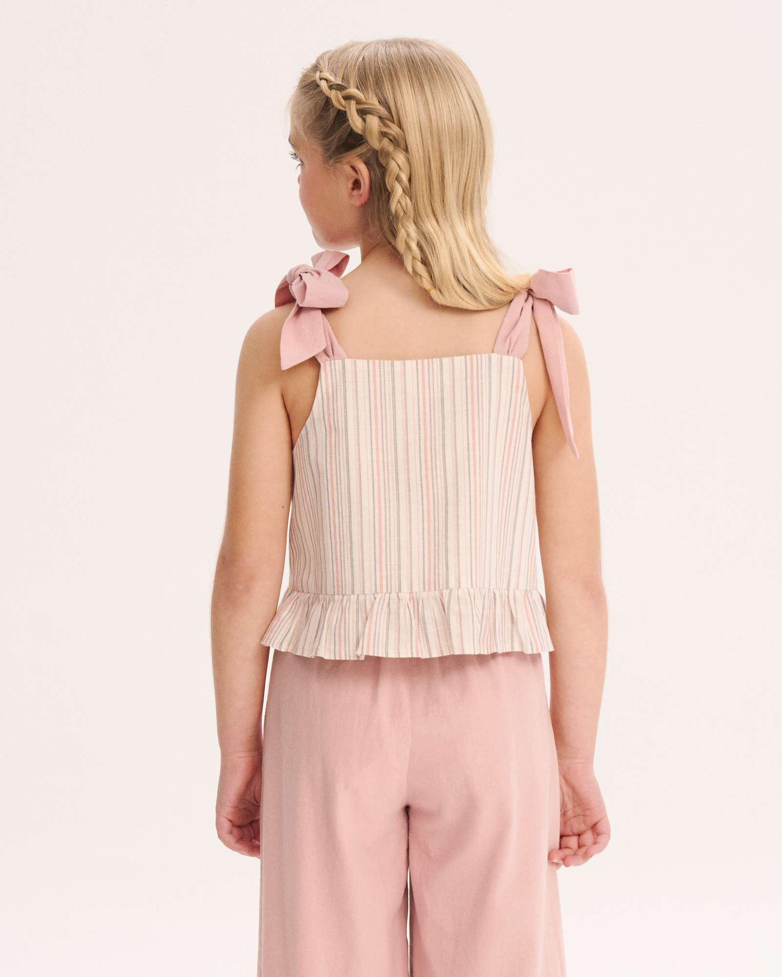 Blusa Às Riscas com Alças e Laço Dadati Rosa-claro-2
