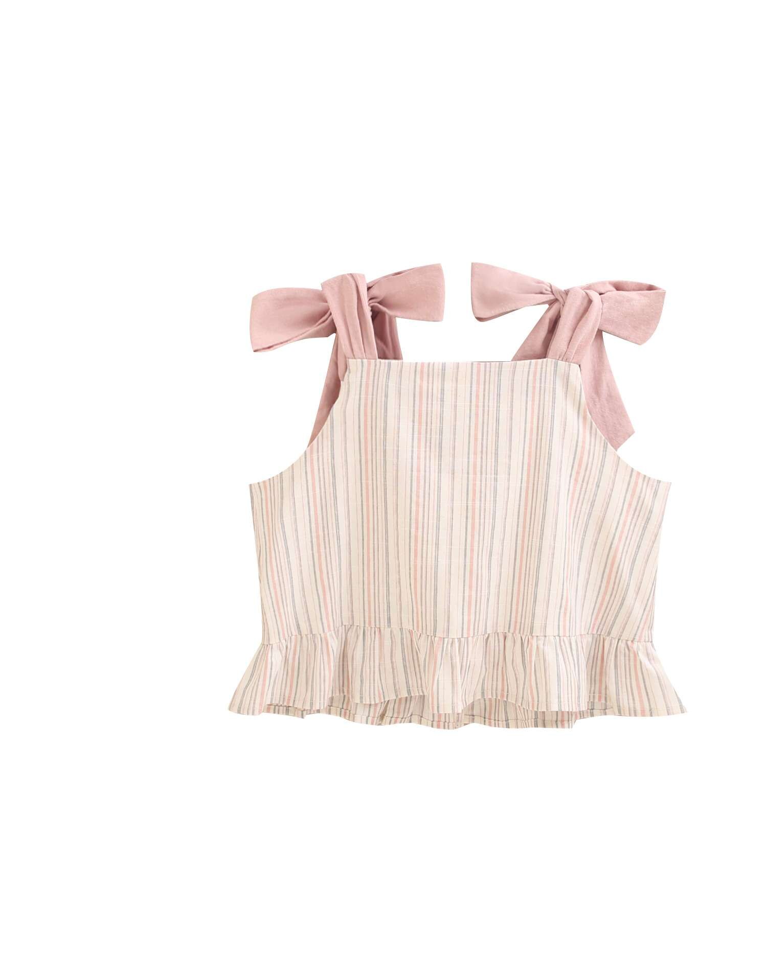 Blusa Às Riscas com Alças e Laço Dadati Rosa-claro-5