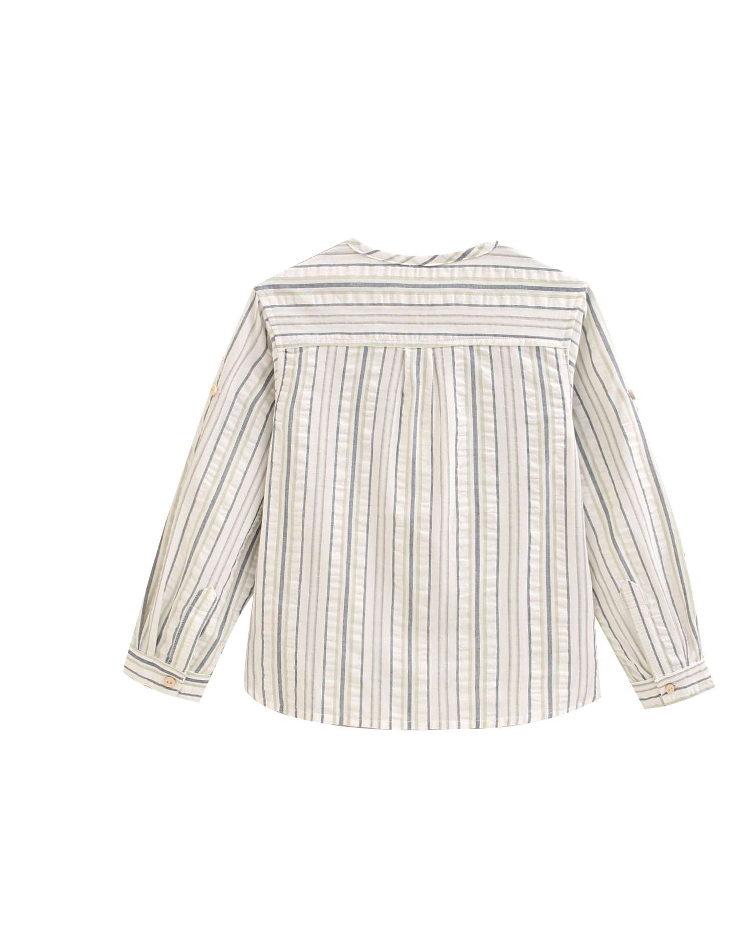 Camisa Infantil Às Riscas e Cinzento com Gola Redonda Dadati Cinzento esverdeado-5