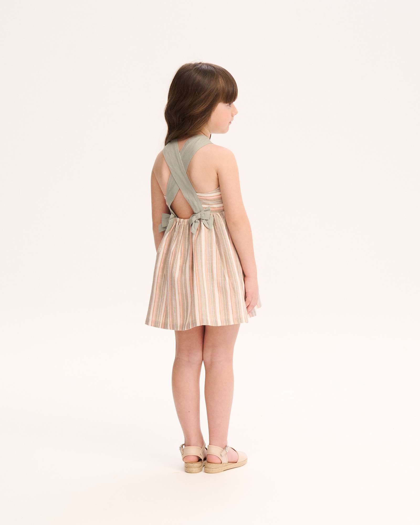 Vestido Infantil Às Riscas com Alça Atada na Gola Multicolor-2