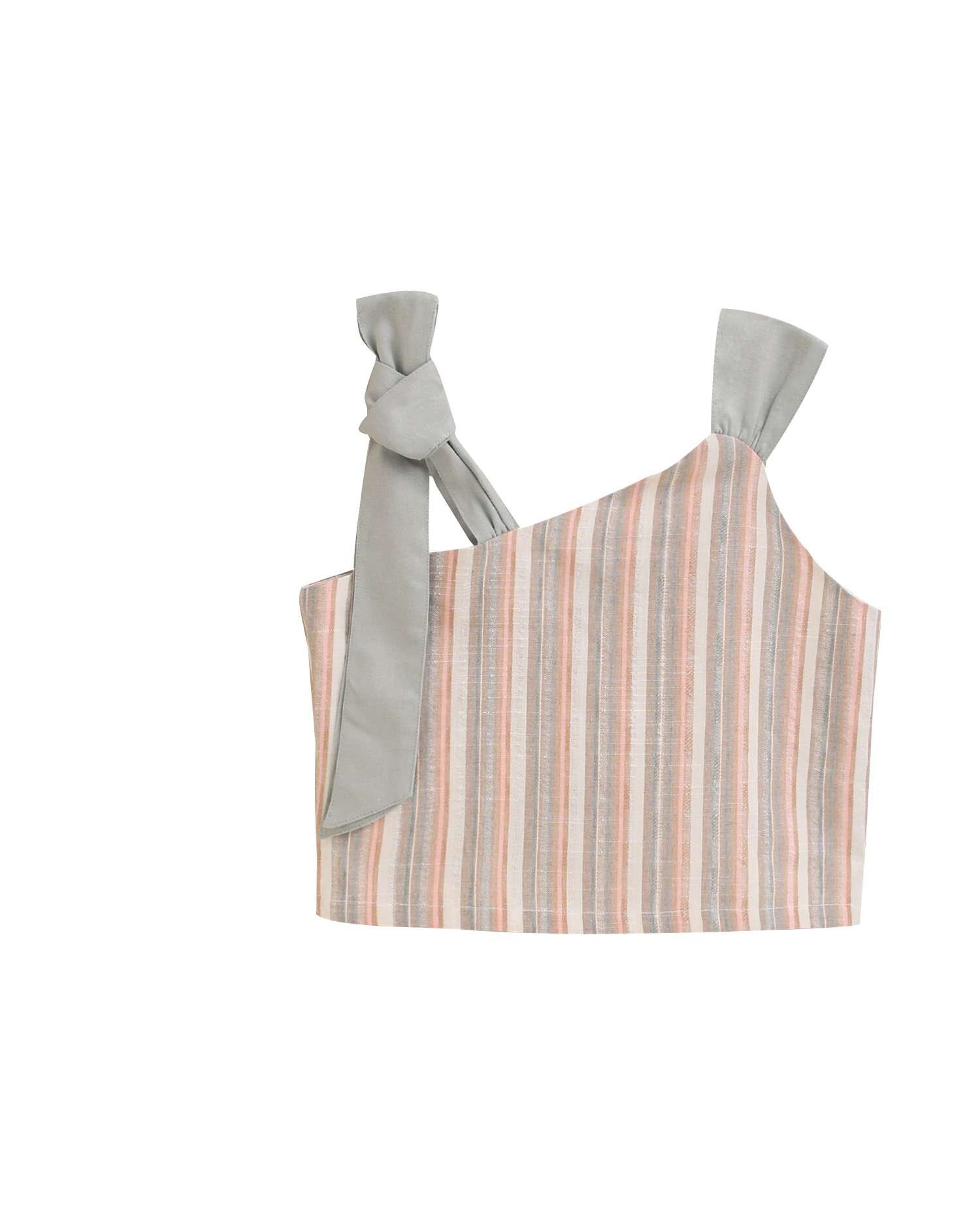 Blusa Infantil Às Riscas Assimétrica com Alça Dadati Multicolor-4