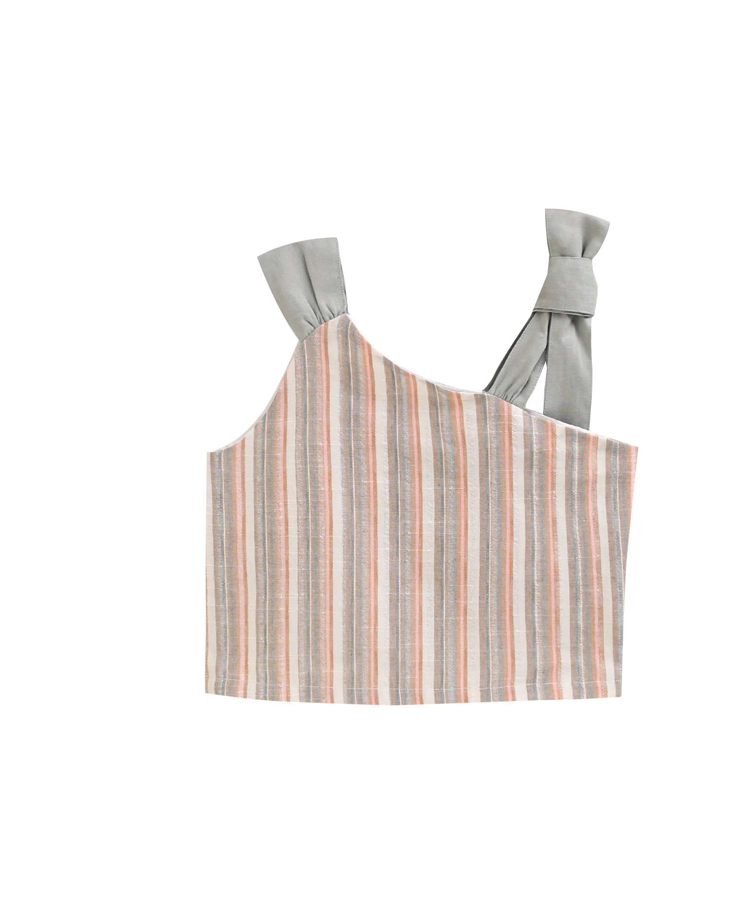 Blusa Infantil Às Riscas Assimétrica com Alça Dadati Multicolor-5