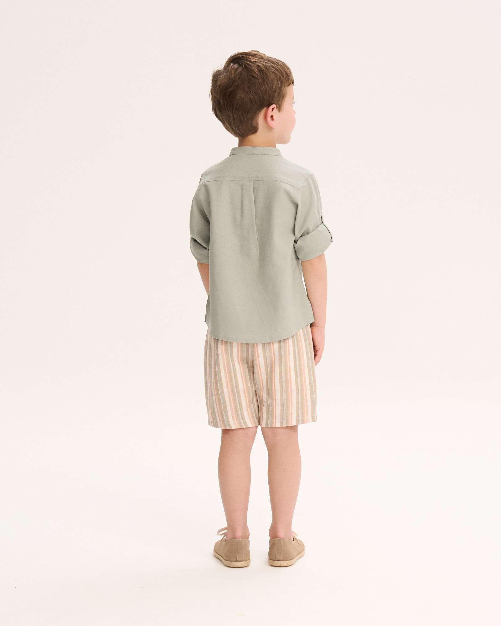 Camisa Infantil com Gola À Padre Dadati Verde-acinzentado-2