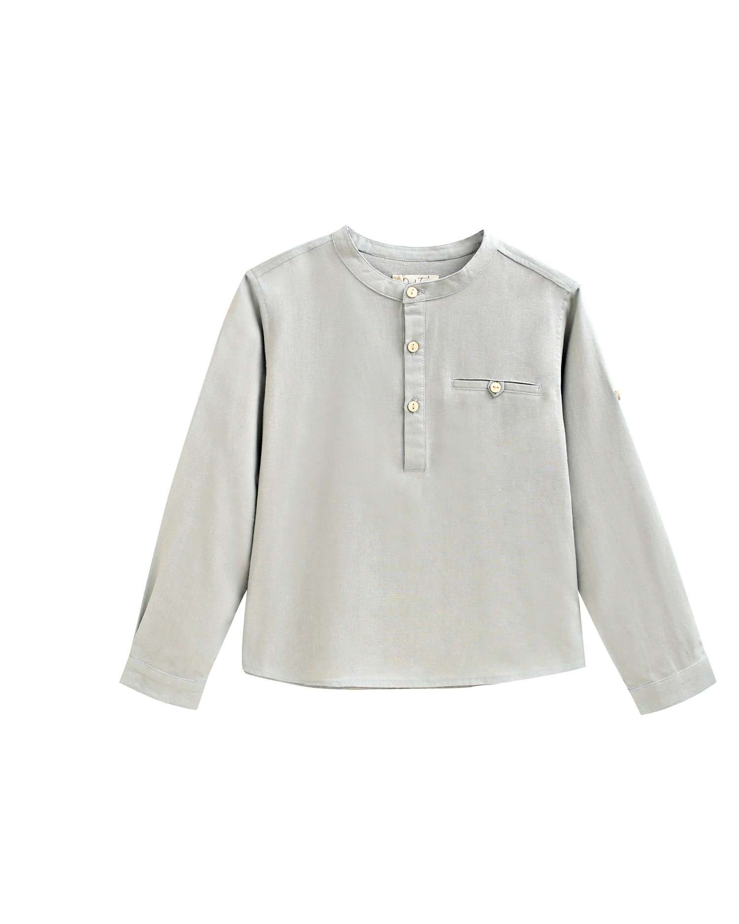 Camisa Infantil com Gola À Padre Dadati Verde-acinzentado-4