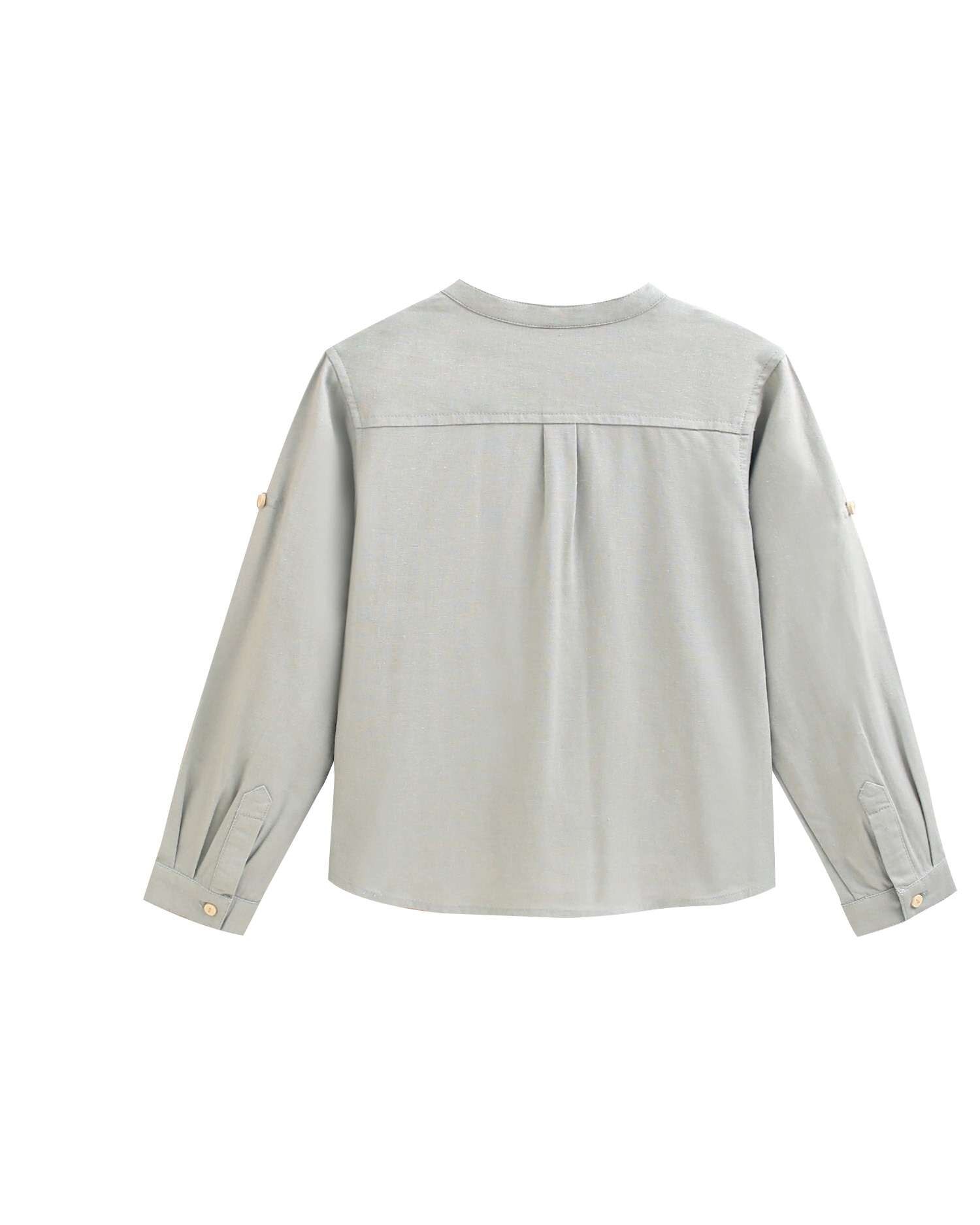 Camisa Infantil com Gola À Padre Dadati Verde-acinzentado-5