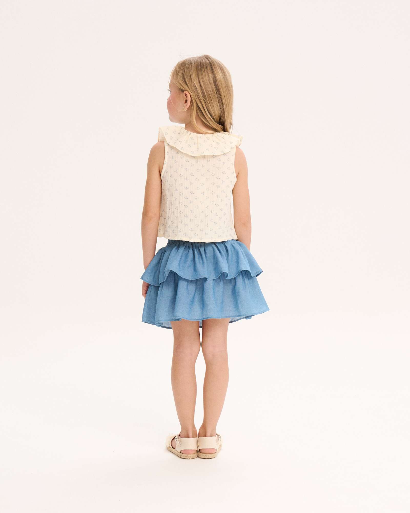 Blusa Infantil de Flores com Folho na Gola Dadati Branco-2