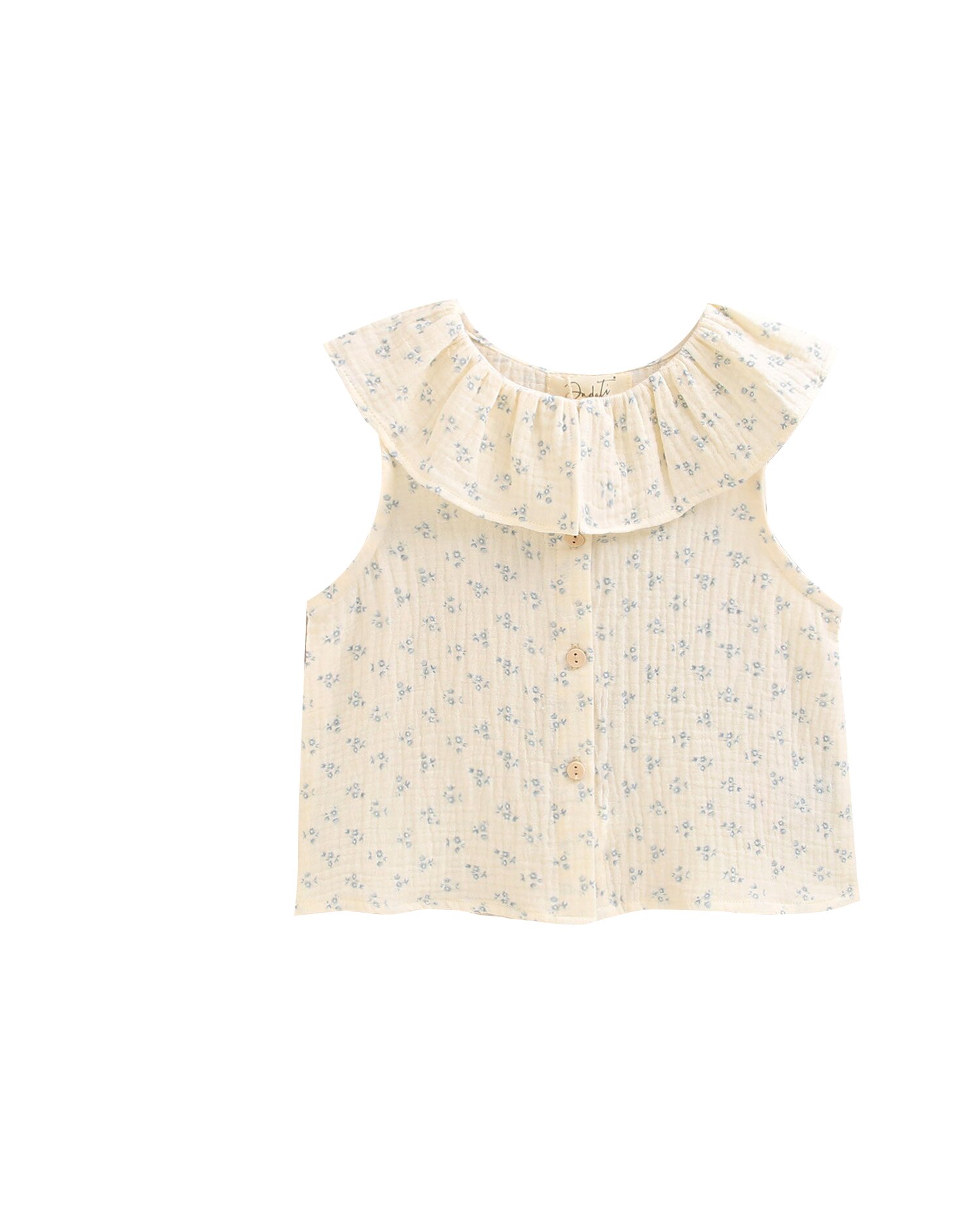 Blusa Infantil de Flores com Folho na Gola Dadati Branco-4