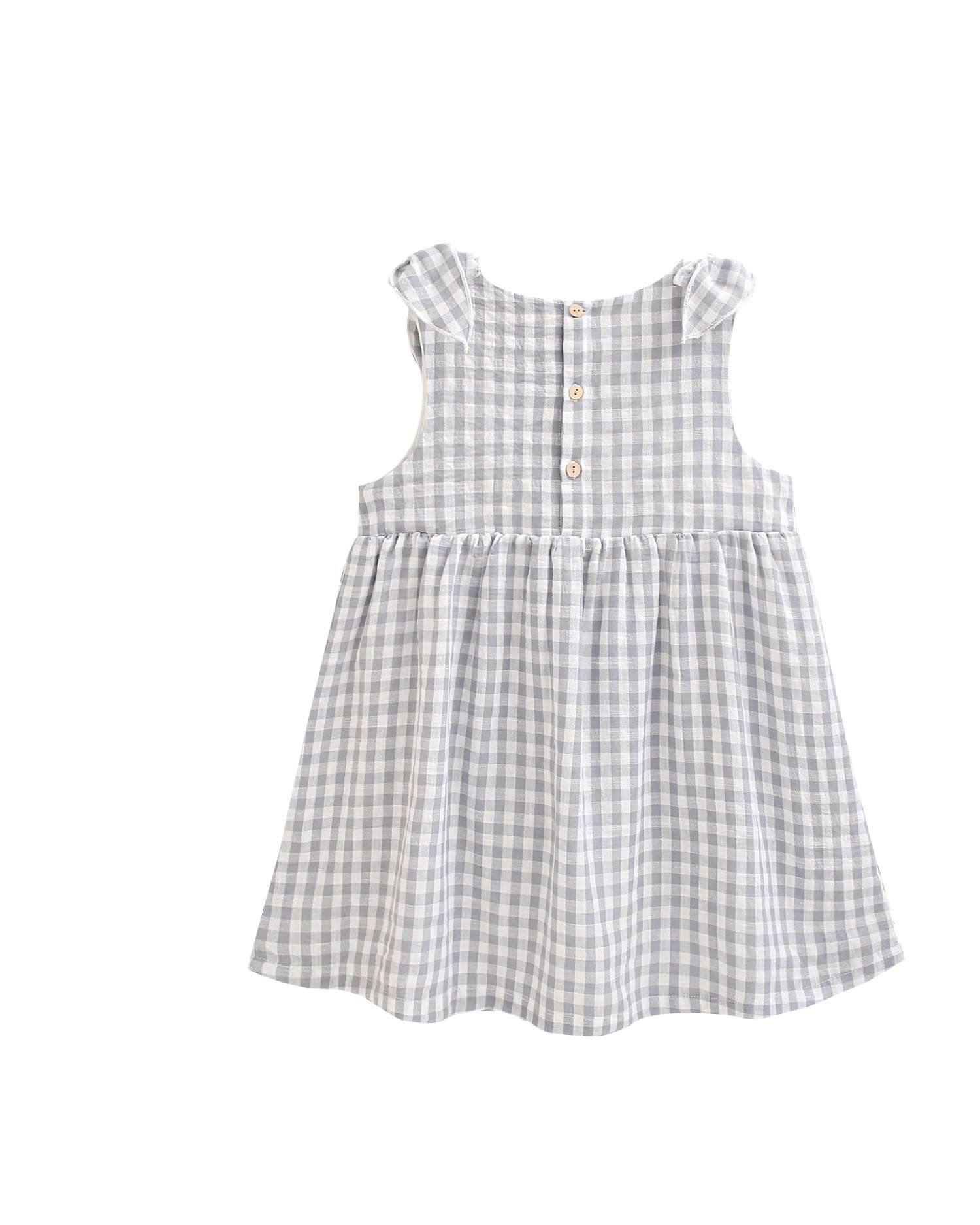 Vestido Infantil Cinzento Aos Quadrados com Gola em V Cinzento-claro-5