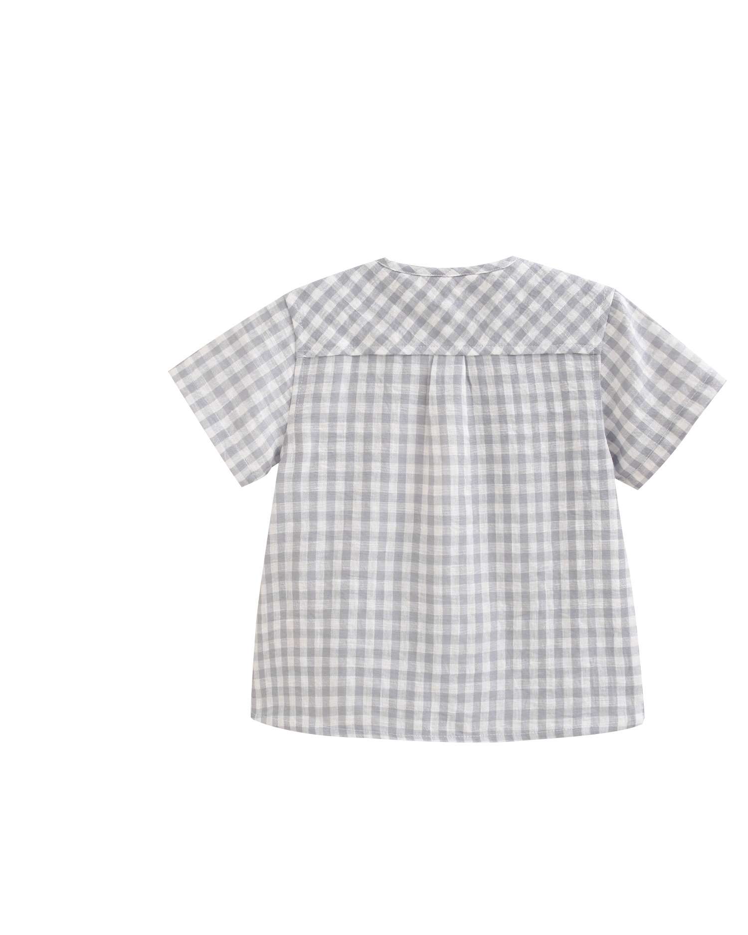 Camisa Aos Quadrados com Gola Redonda Dadati Cinzento-claro-5