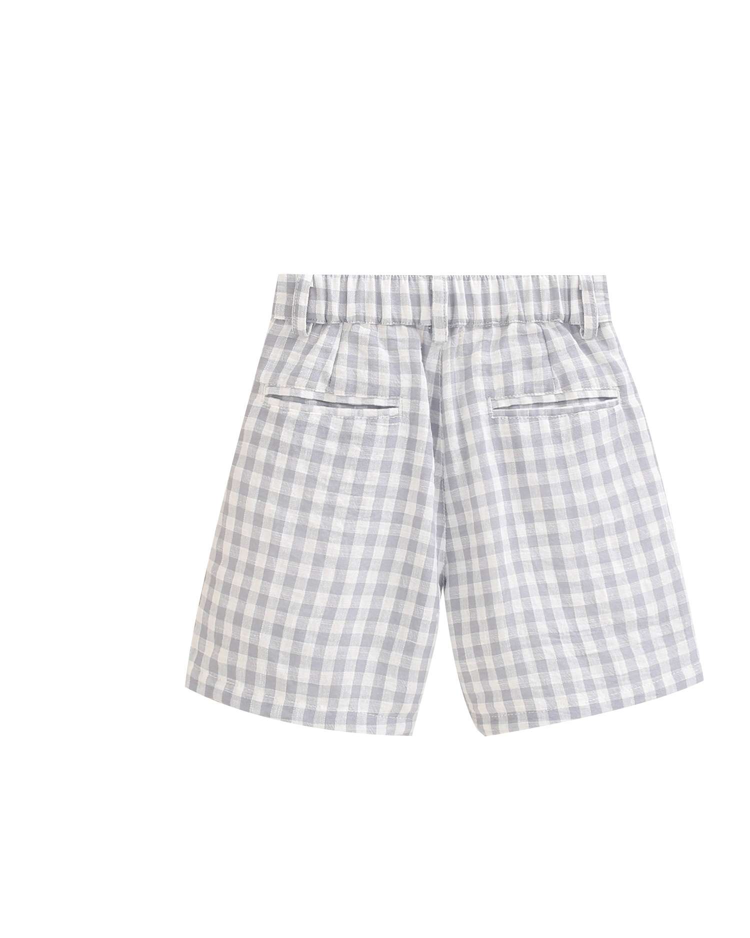 Bermudas Aos Quadrados com Bolsos Laterais Dadati Azul-2
