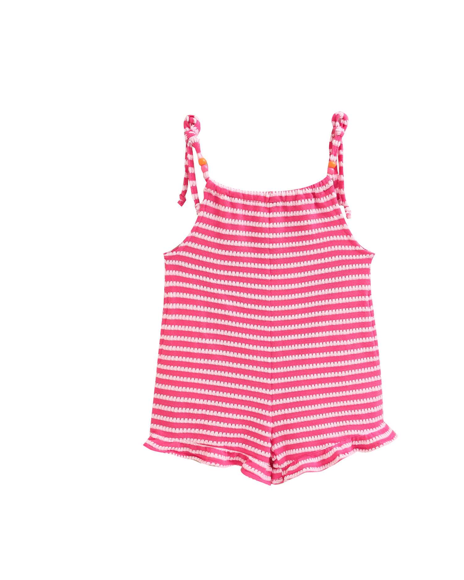 Macacão Infantil de Malha com Alças Ajustáveis Rosa-pastilha-5