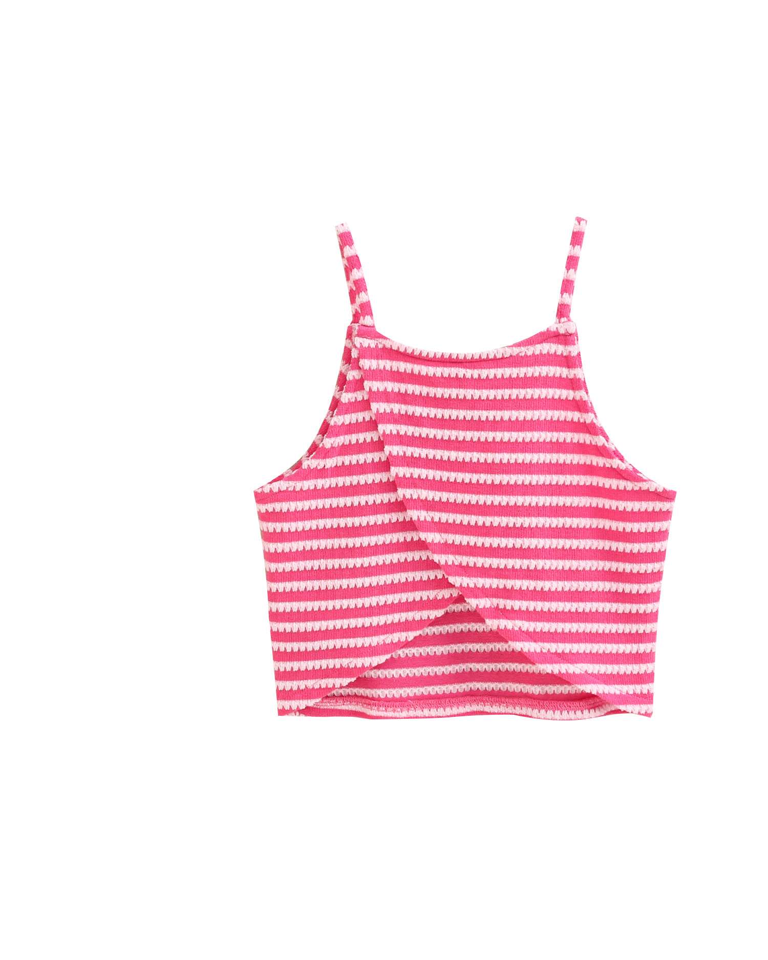 Blusa Infantil de Malha Às Riscas de Alças Dadati Rosa-5