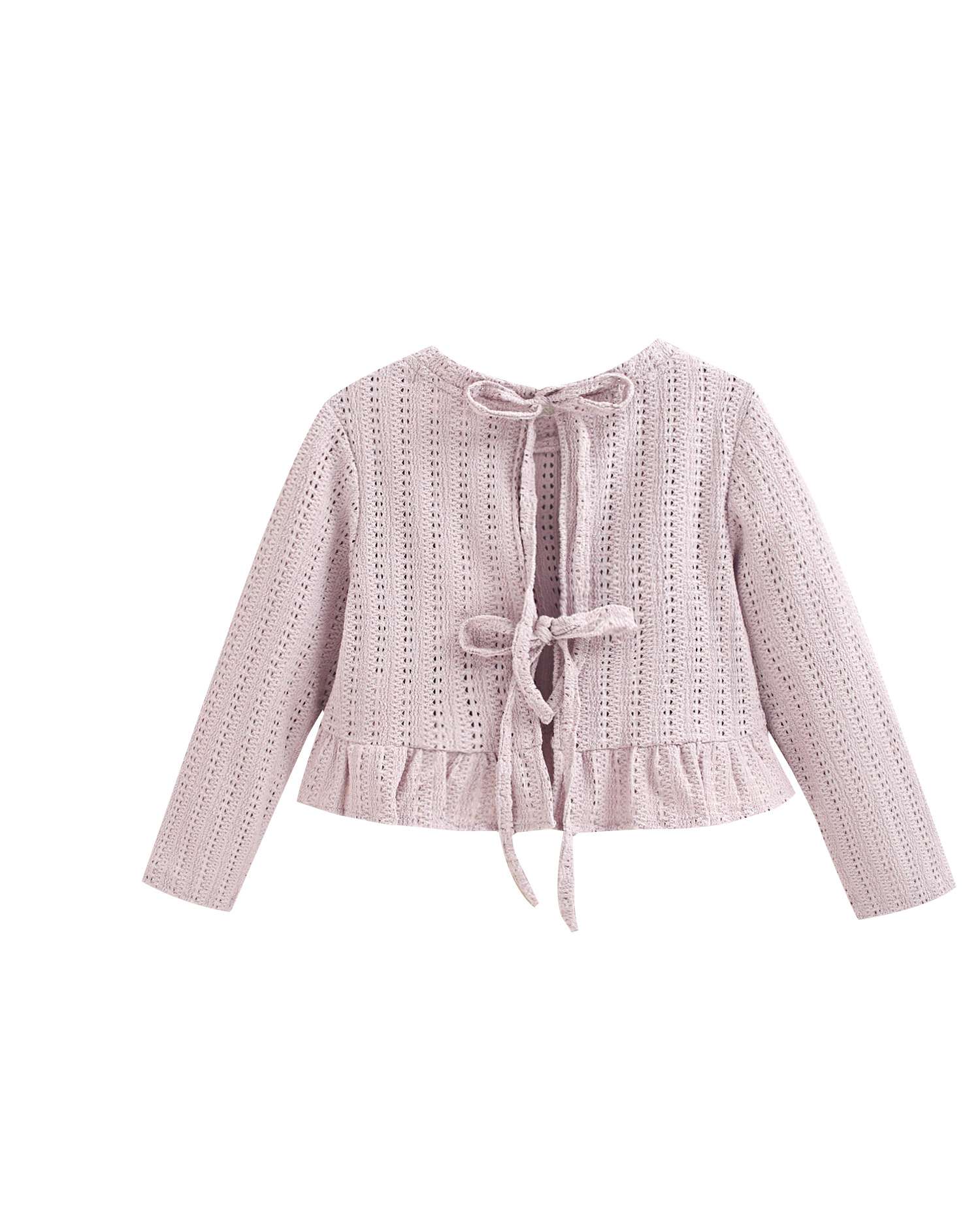 Blusa Infantil de Croché de Manga Comprida e Gola Redonda Dadati Malva-antiquário-2