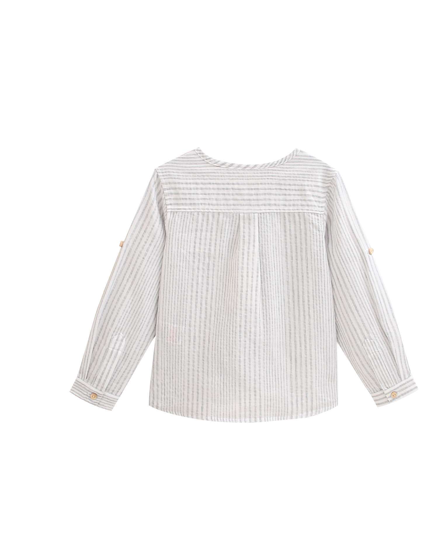 Camisa Infantil Às Riscas com Gola Redonda Dadati Azul-acinzentado-5