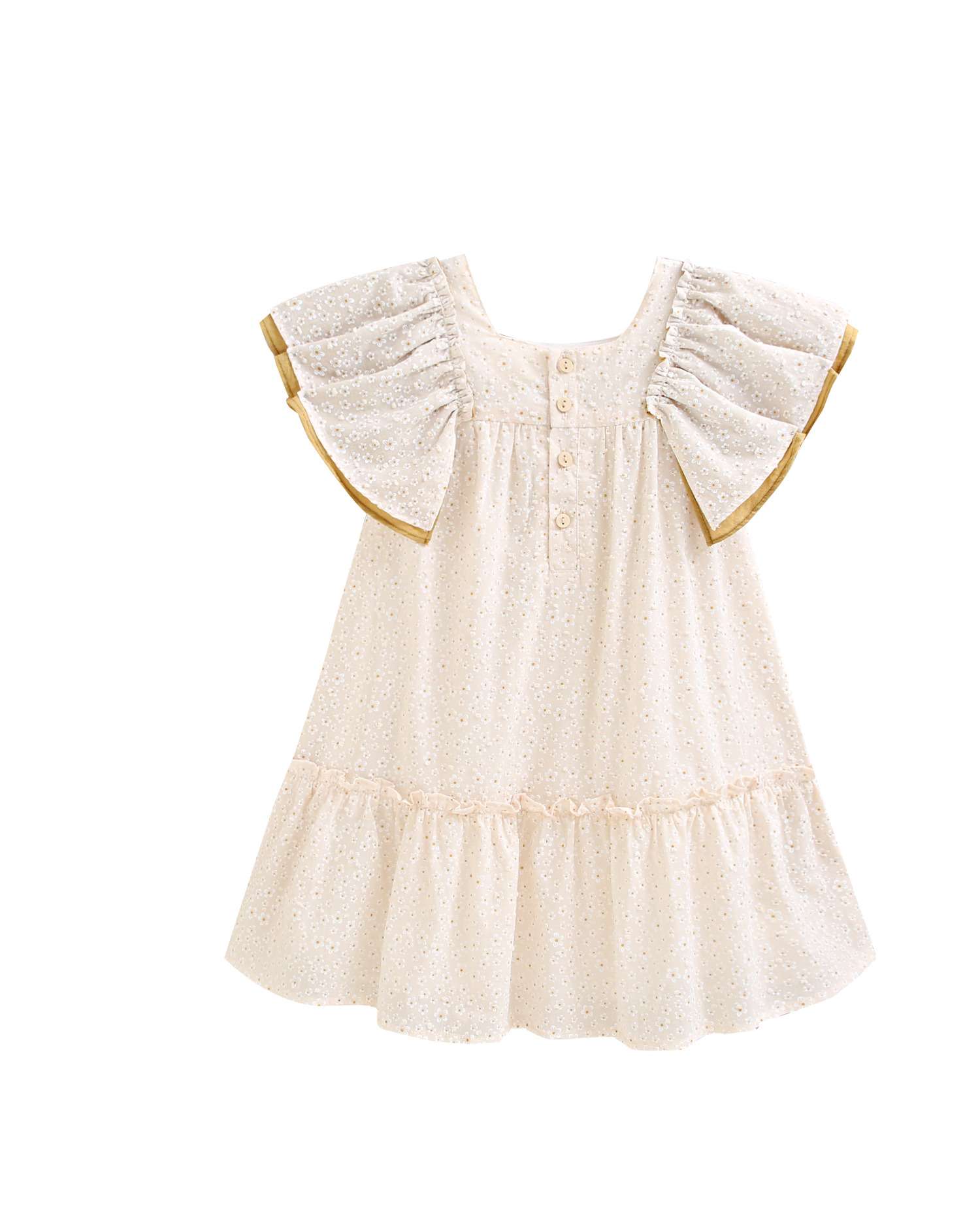 Vestido Infantil de Flores com Detalhe de Laço Natural-5