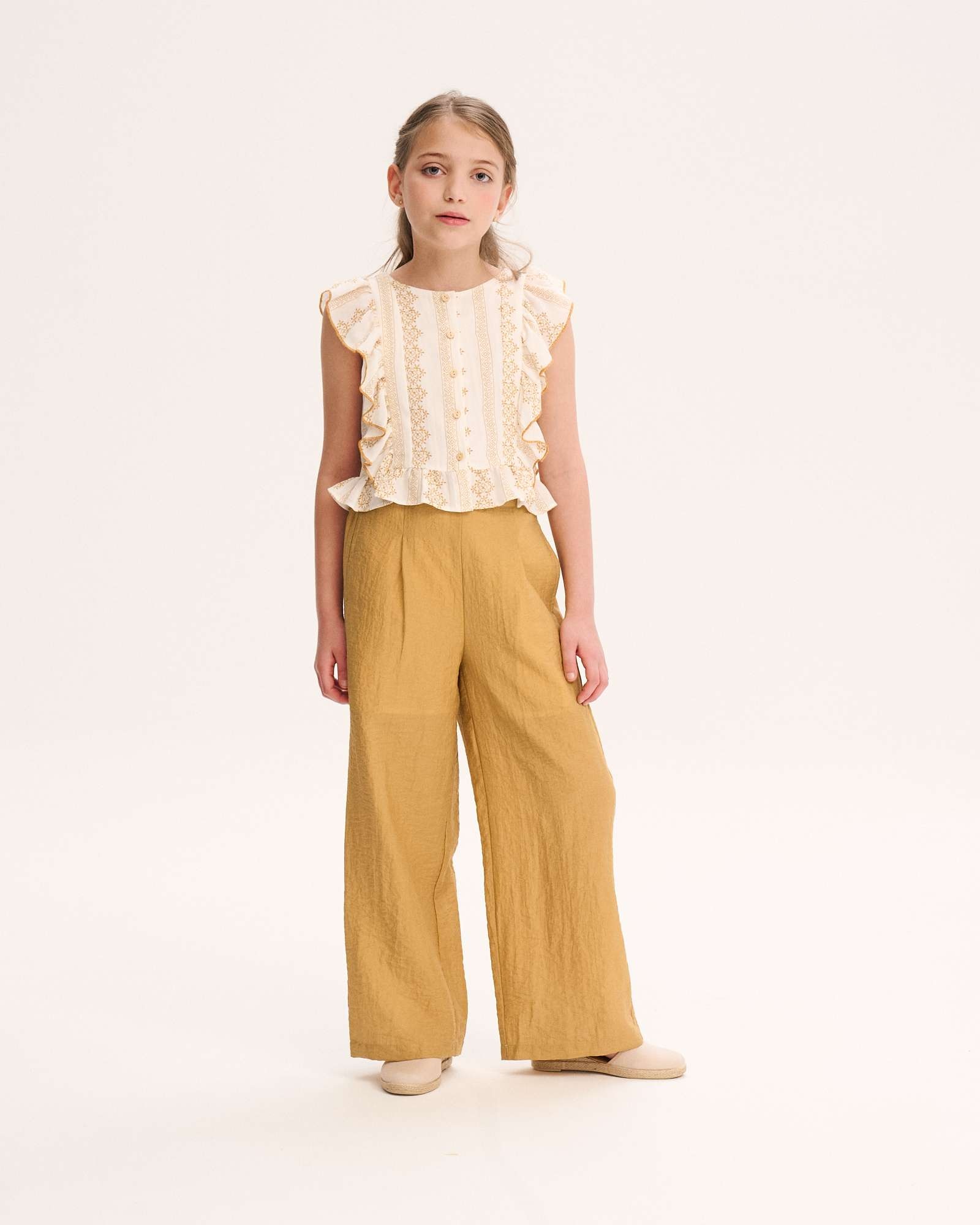 Imagem 0 de Blusa Infantil com Estampado e Folhos Laterais