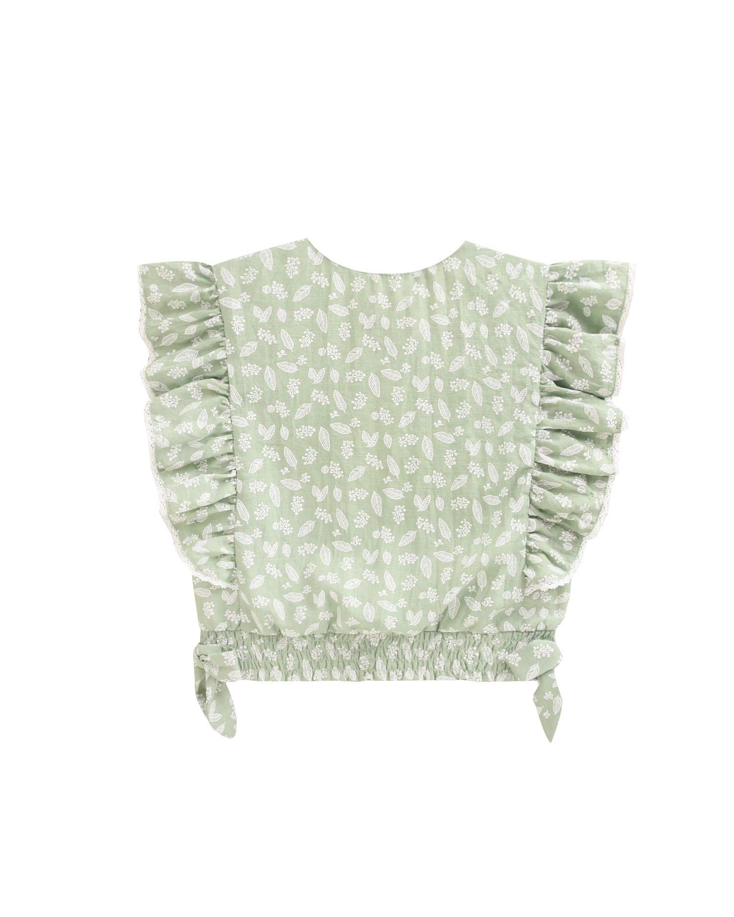 Blusa Infantil com Estampado de Folhas e Folhos Laterais Dadati Verde-5