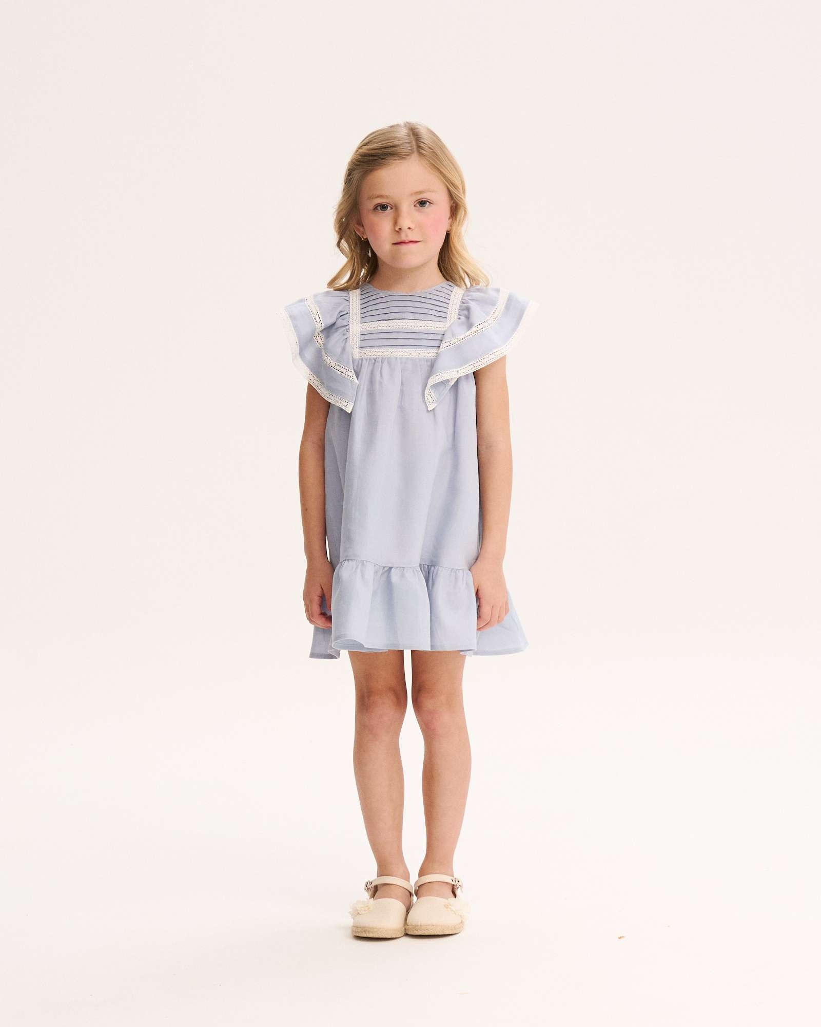 Imagem 0 de Vestido Infantil de Linho com Pregas na Peitilheira