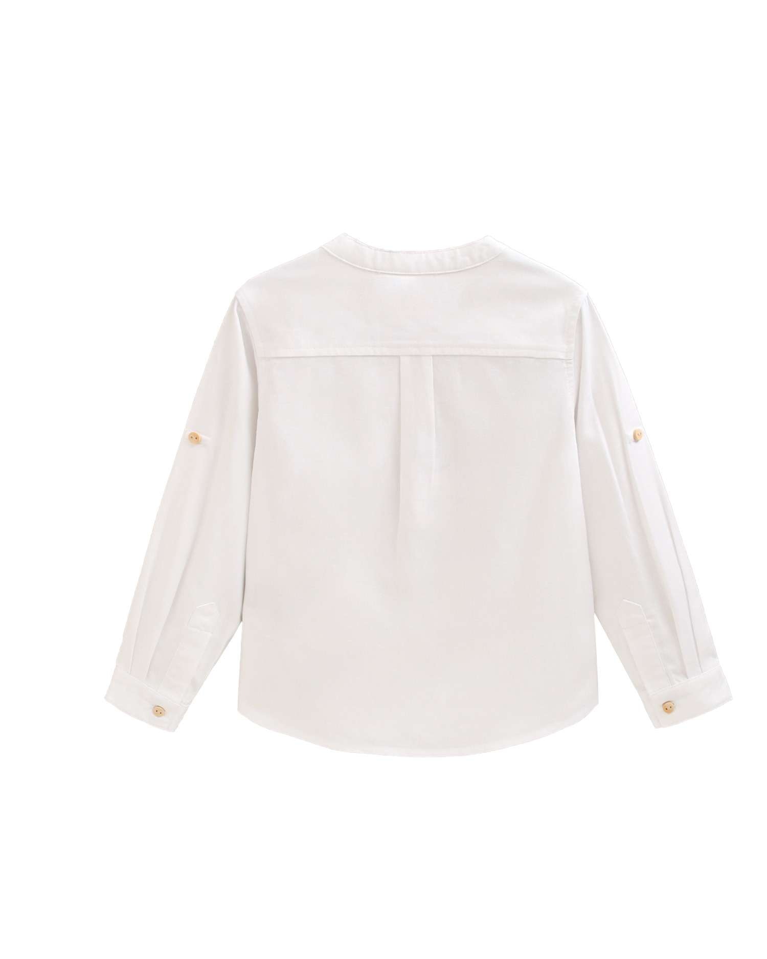 Camisa Infantil com Gola Redonda e Botões de Madeira Dadati Branco-2