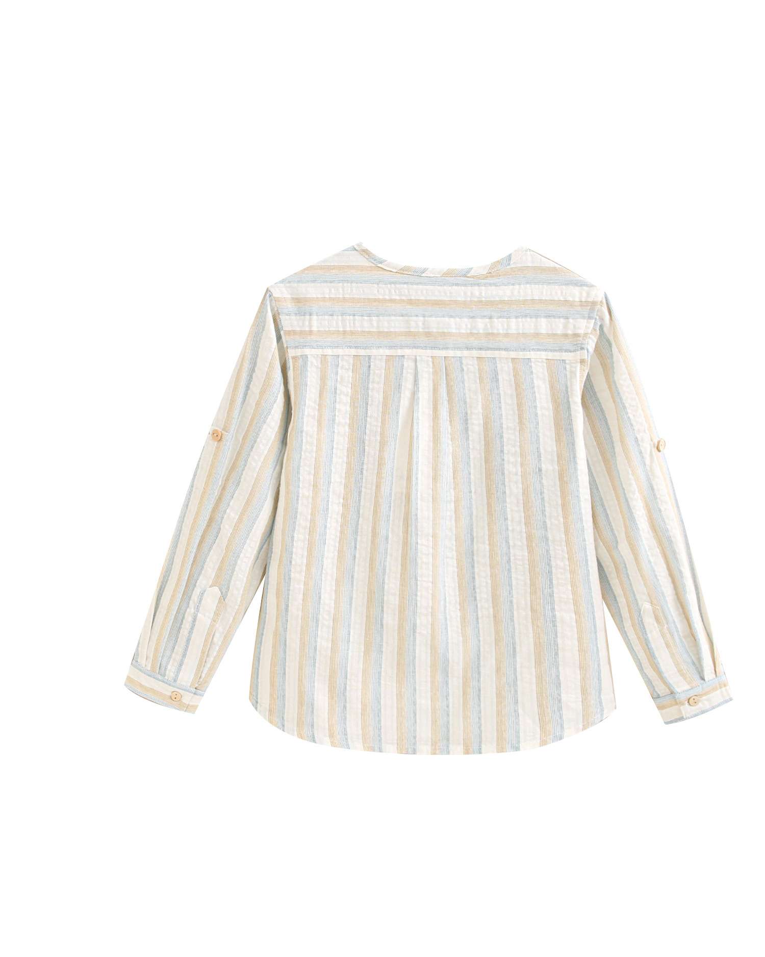 Camisa Infantil Às Riscas e Gola Redonda Dadati Natural-5