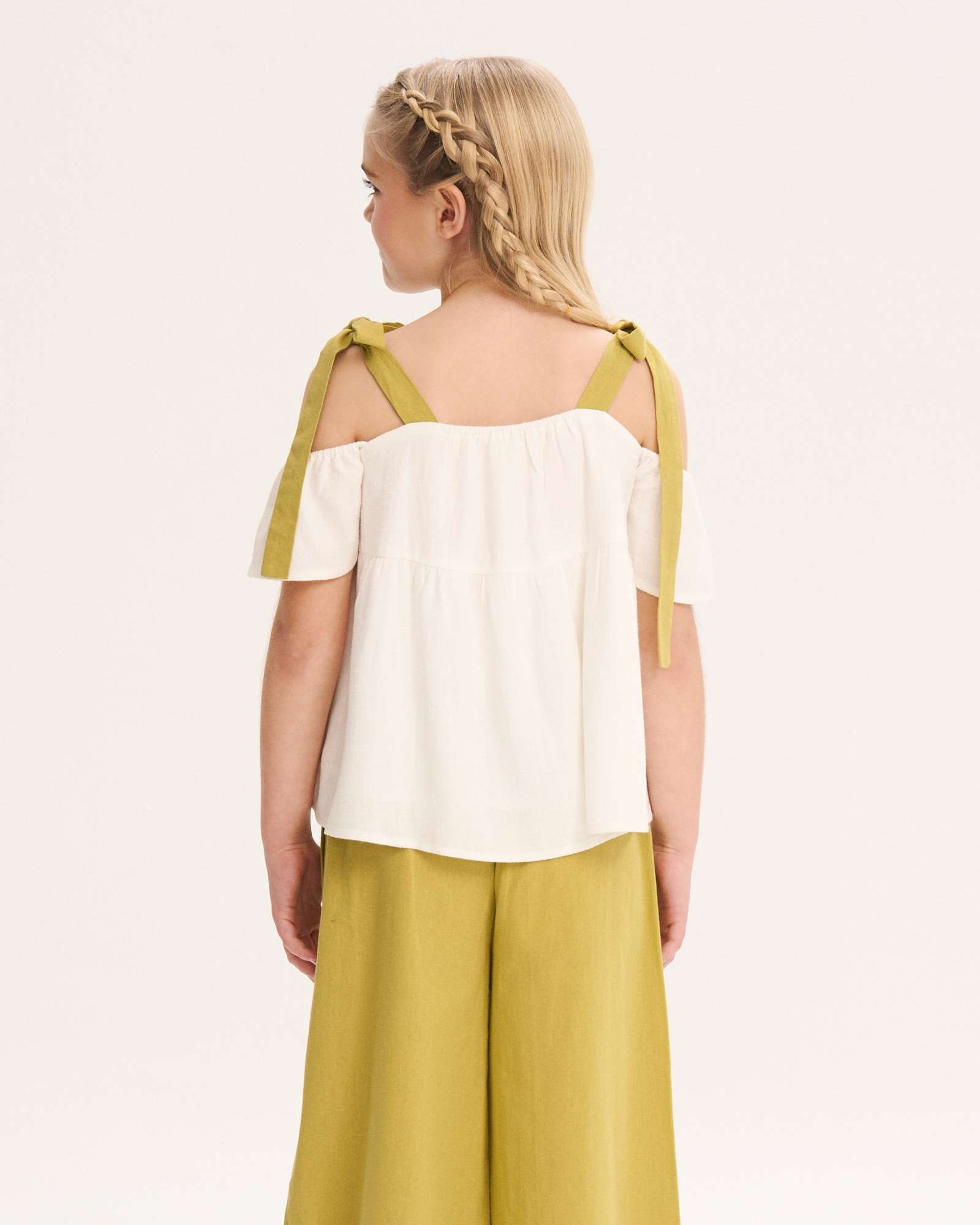 Blusa Infantil com Alças Ajustáveis Dadati Branco / Verde-2