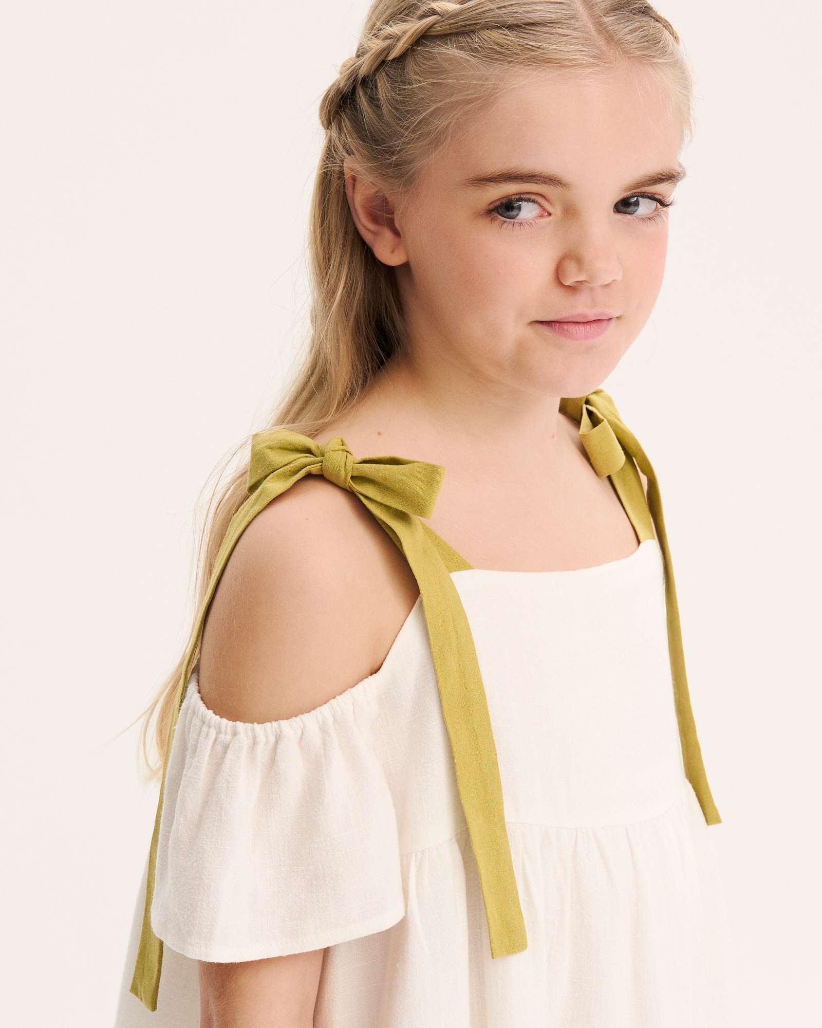 Blusa Infantil com Alças Ajustáveis Dadati Branco / Verde-3