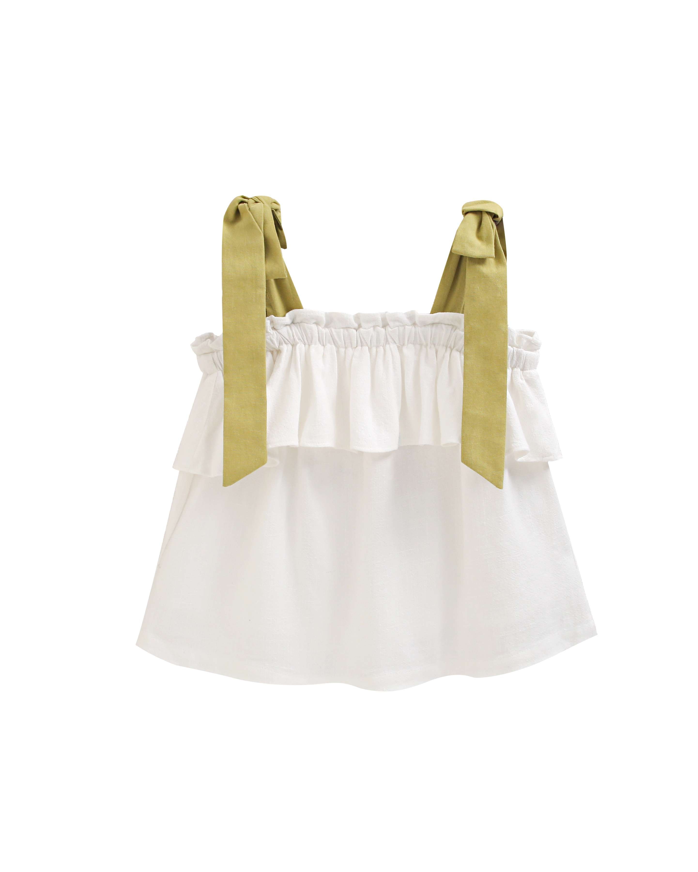 Blusa Infantil com Alças Ajustáveis Dadati Branco / Verde-4