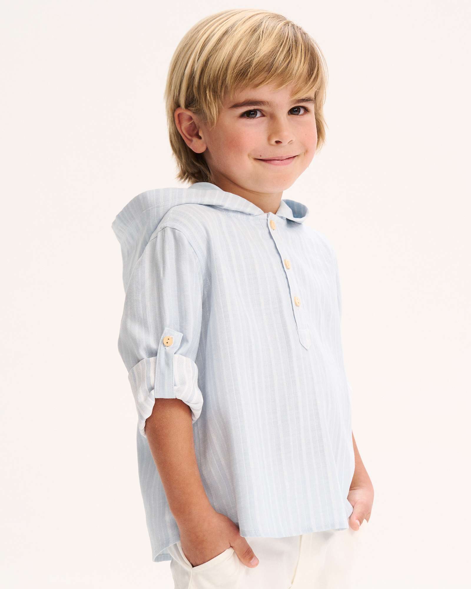 Imagem 0 de Camisa Infantil Às Riscas e Capuz
