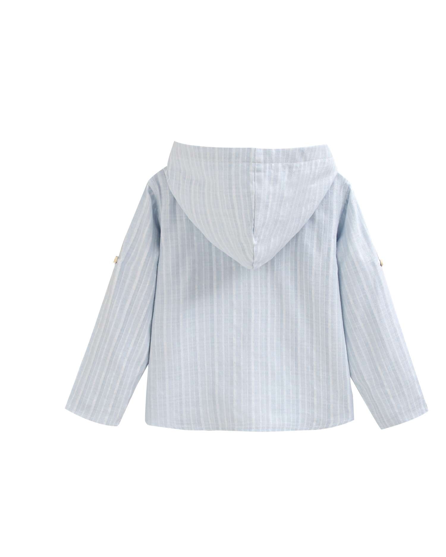 Camisa Infantil Às Riscas e Capuz Dadati Azul-claro-5
