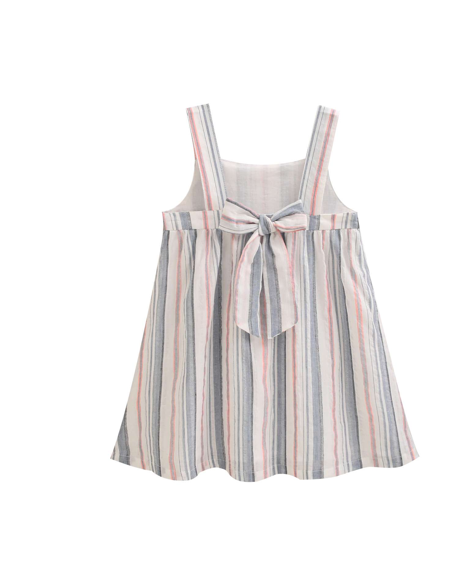 Vestido Infantil de Alças com Estampado Às Riscas Dadati Multicolor-5
