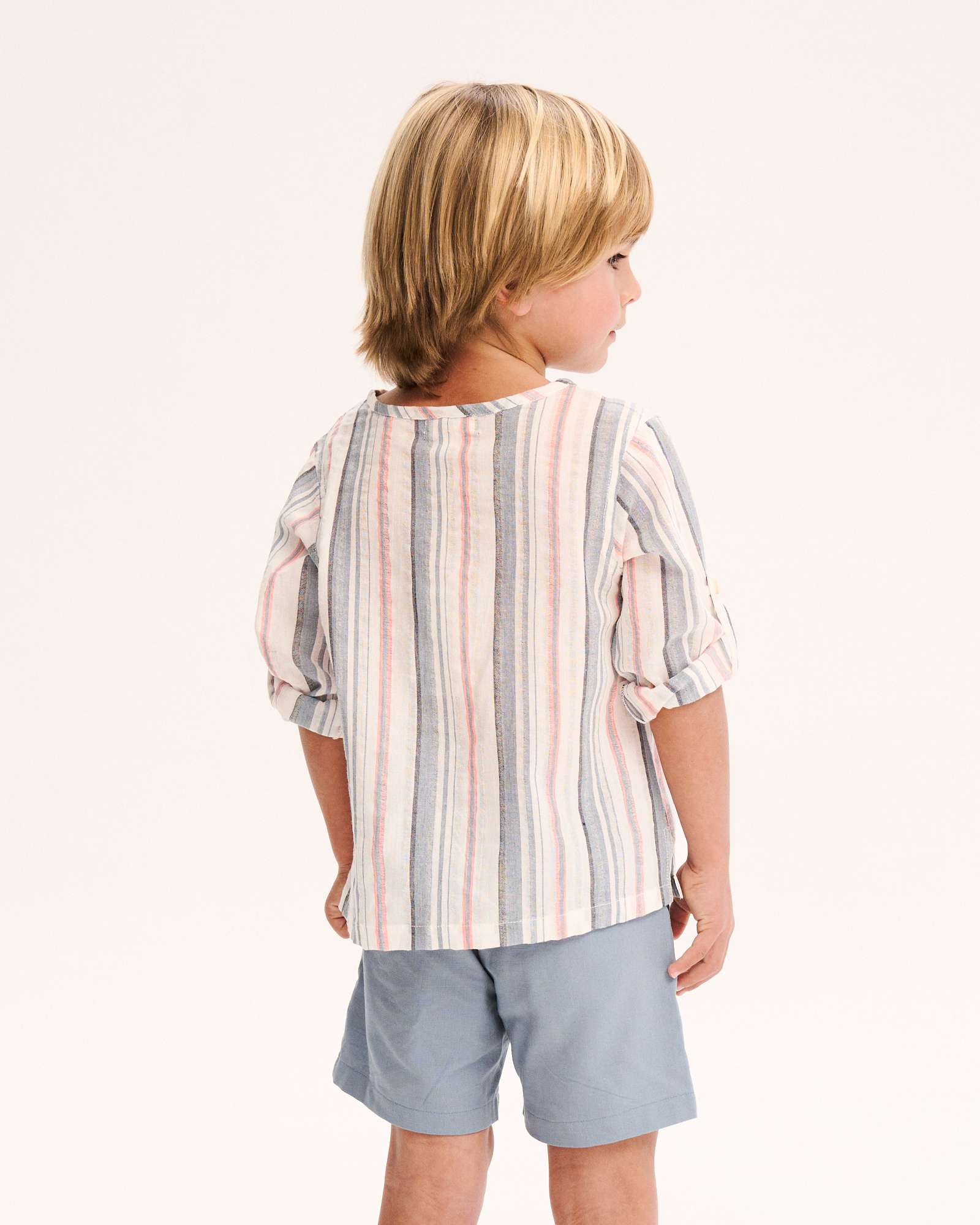 Camisa Infantil com Estampado Às Riscas e Gola Redonda Dadati Multicolor-2