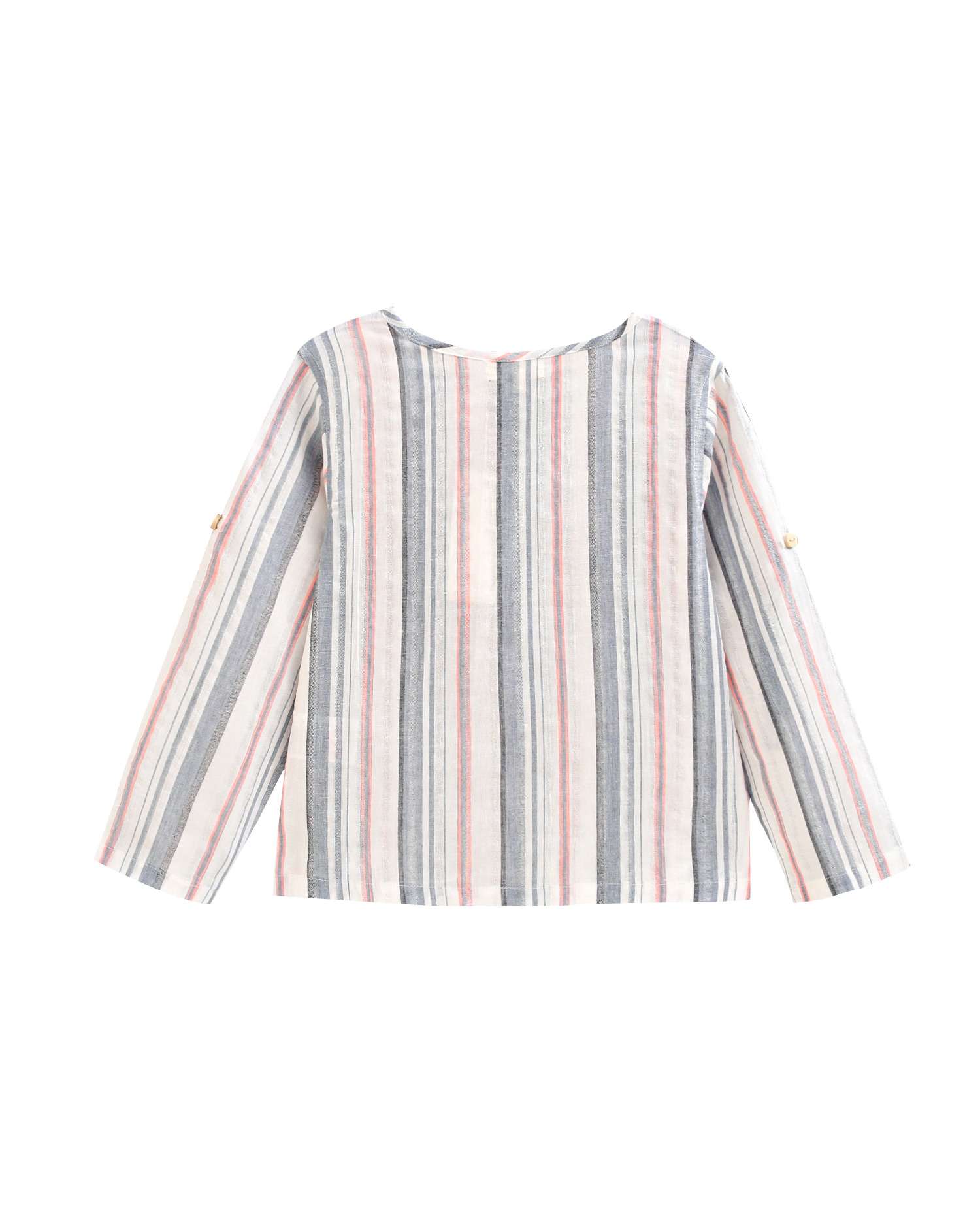 Camisa Infantil com Estampado Às Riscas e Gola Redonda Dadati Multicolor-5